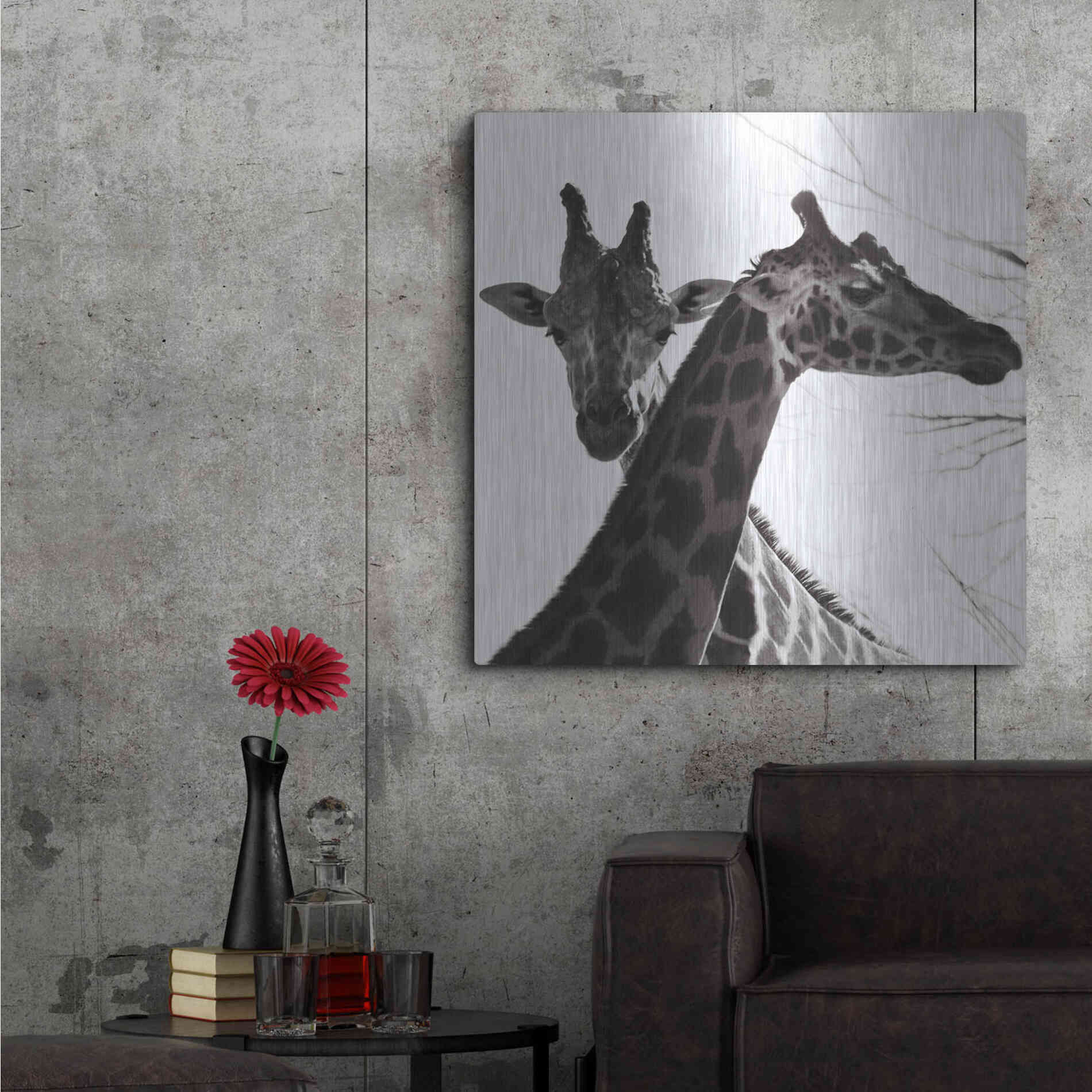 Luxe Metal Art 'Giraffe II' by Debra Van Swearingen, Metal Wall Art,36x36