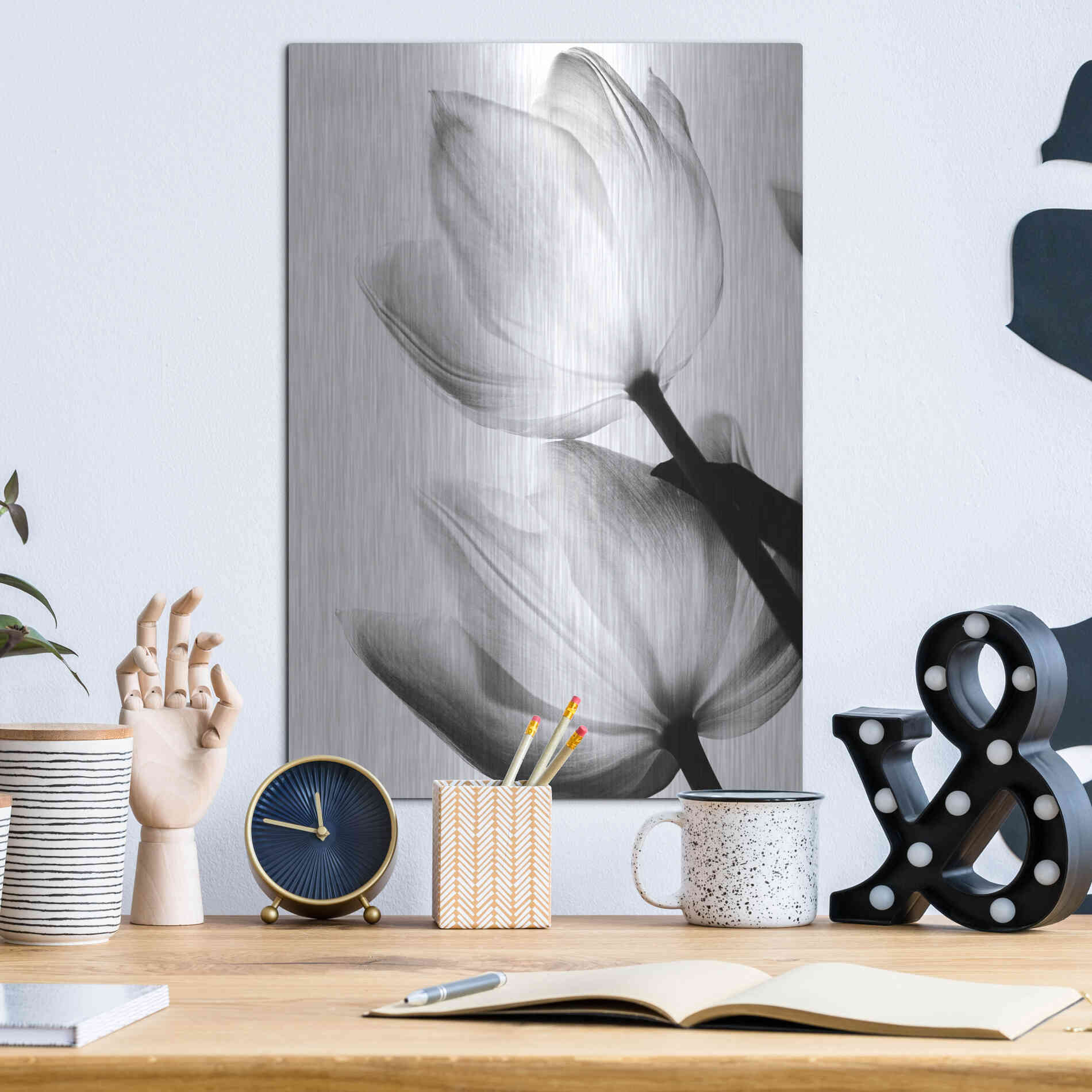Luxe Metal Art 'Translucent Tulips II' by Debra Van Swearingen, Metal Wall Art,12x16