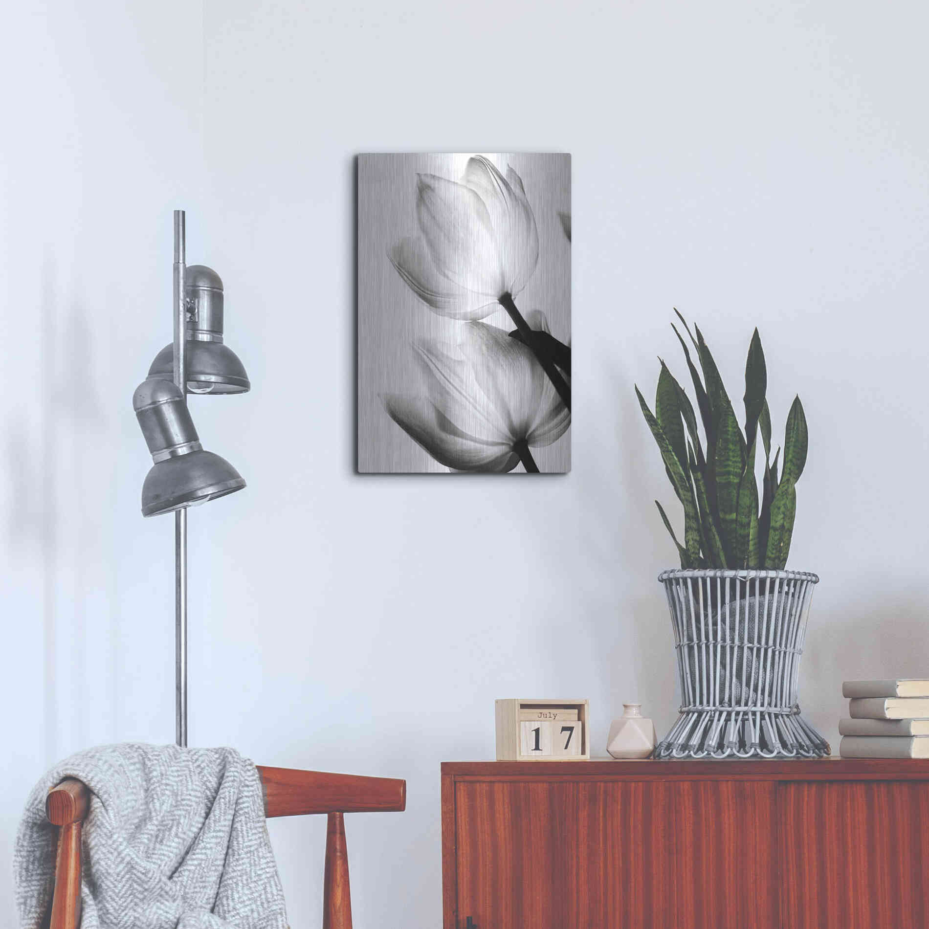 Luxe Metal Art 'Translucent Tulips II' by Debra Van Swearingen, Metal Wall Art,16x24