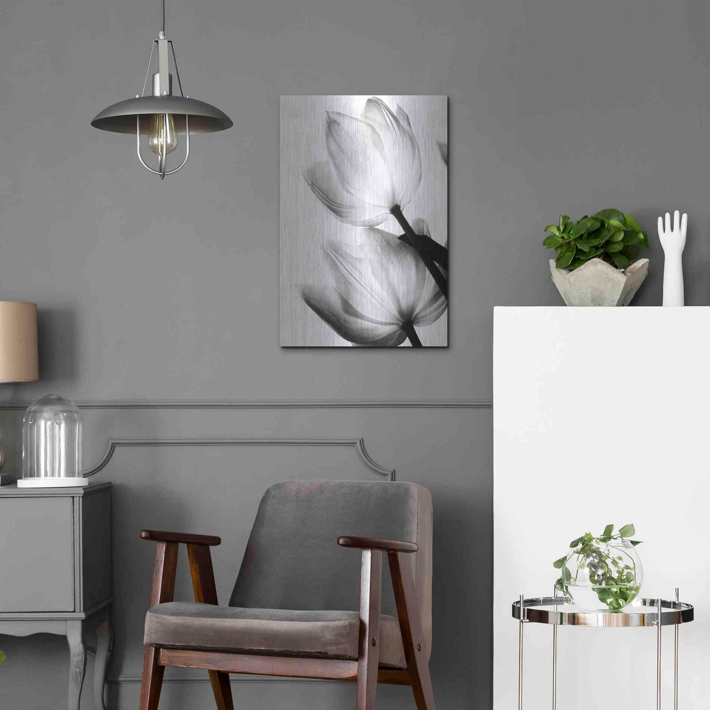 Luxe Metal Art 'Translucent Tulips II' by Debra Van Swearingen, Metal Wall Art,16x24