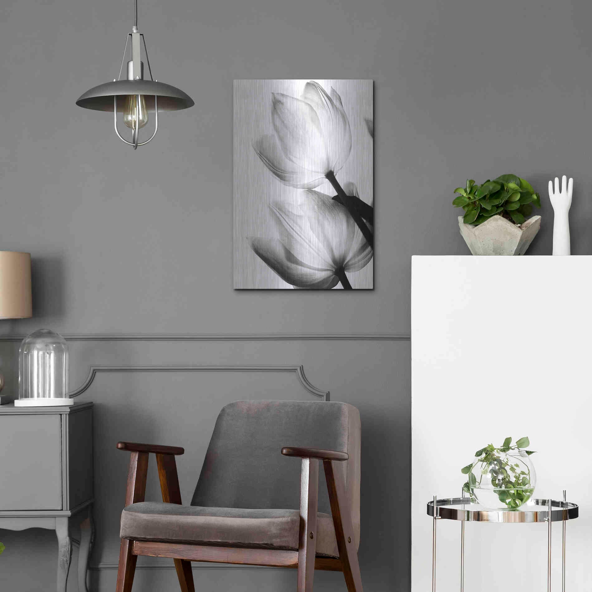 Luxe Metal Art 'Translucent Tulips II' by Debra Van Swearingen, Metal Wall Art,16x24