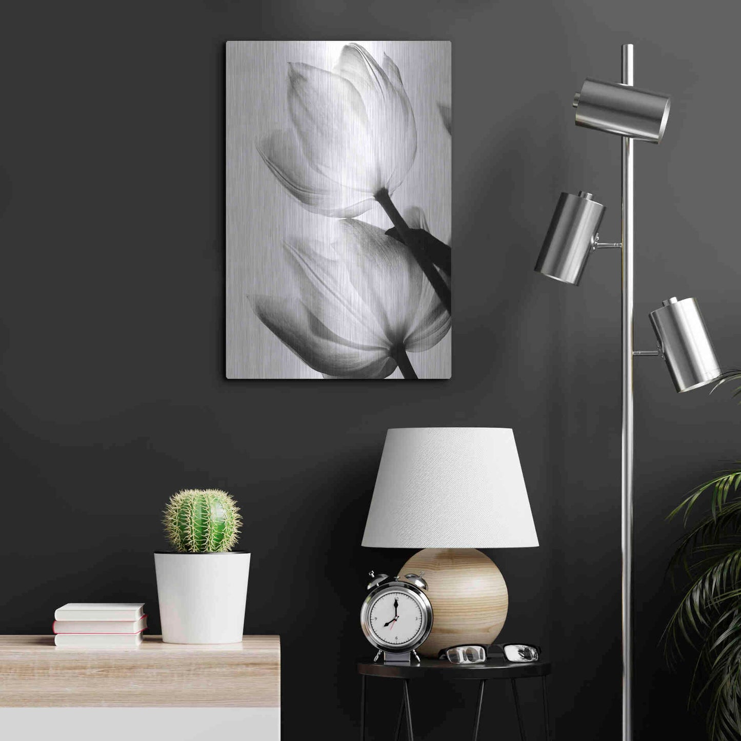 Luxe Metal Art 'Translucent Tulips II' by Debra Van Swearingen, Metal Wall Art,16x24