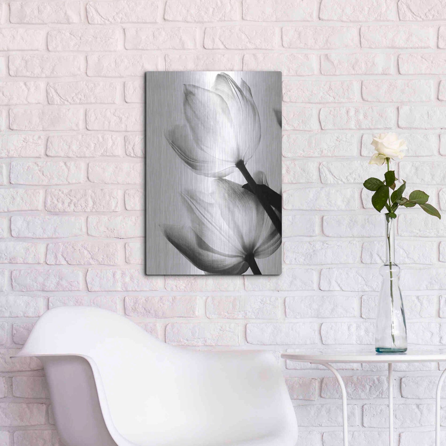 Luxe Metal Art 'Translucent Tulips II' by Debra Van Swearingen, Metal Wall Art,16x24