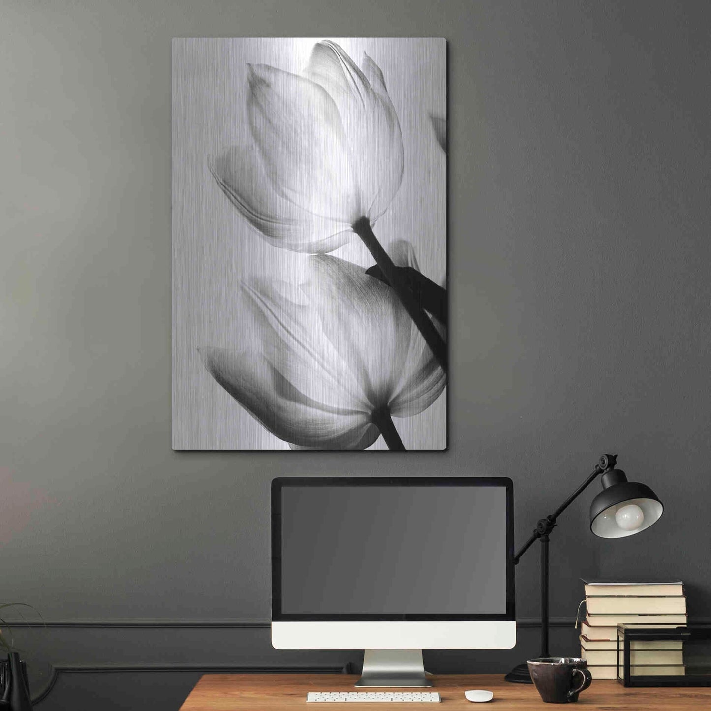 Luxe Metal Art 'Translucent Tulips II' by Debra Van Swearingen, Metal Wall Art,24x36