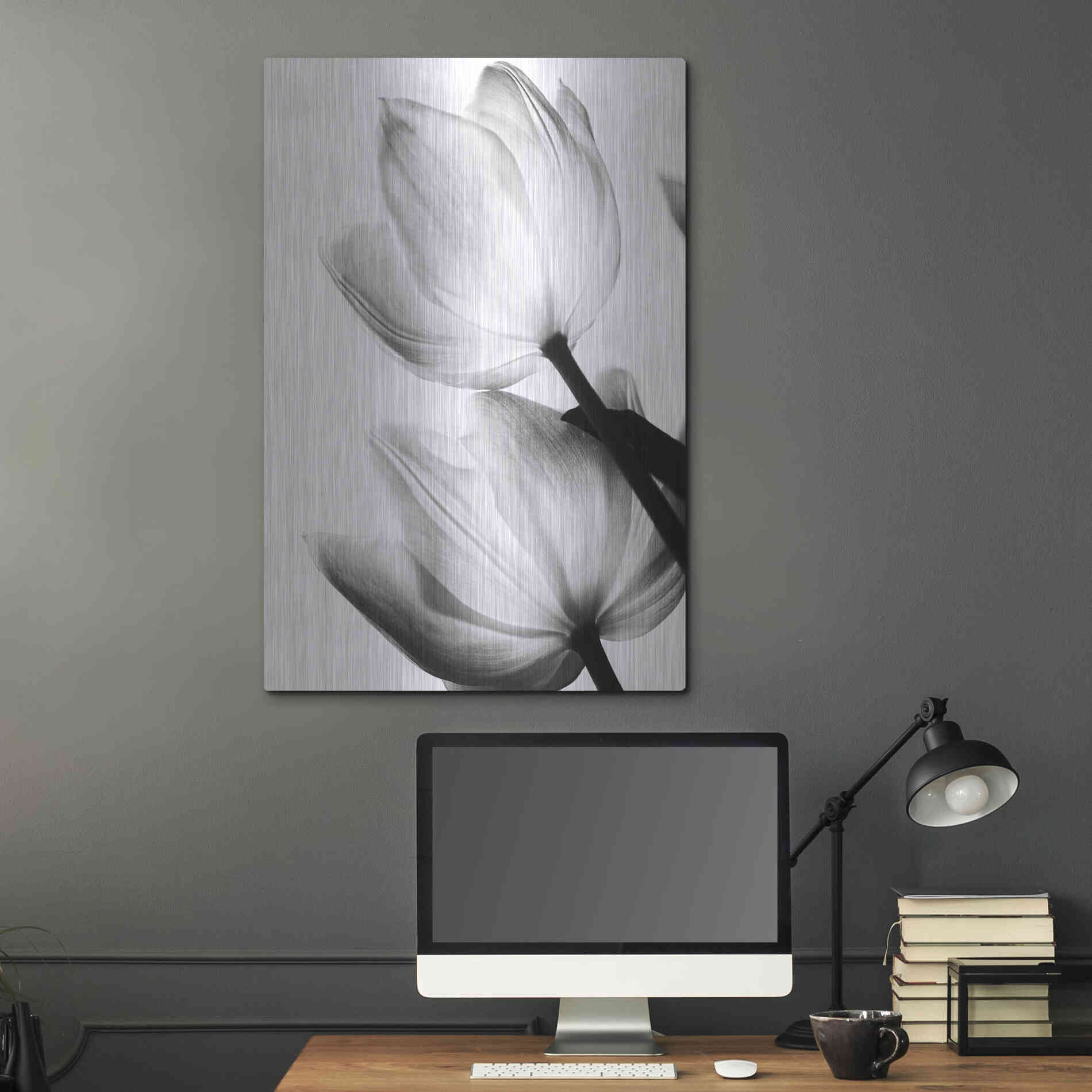 Luxe Metal Art 'Translucent Tulips II' by Debra Van Swearingen, Metal Wall Art,24x36