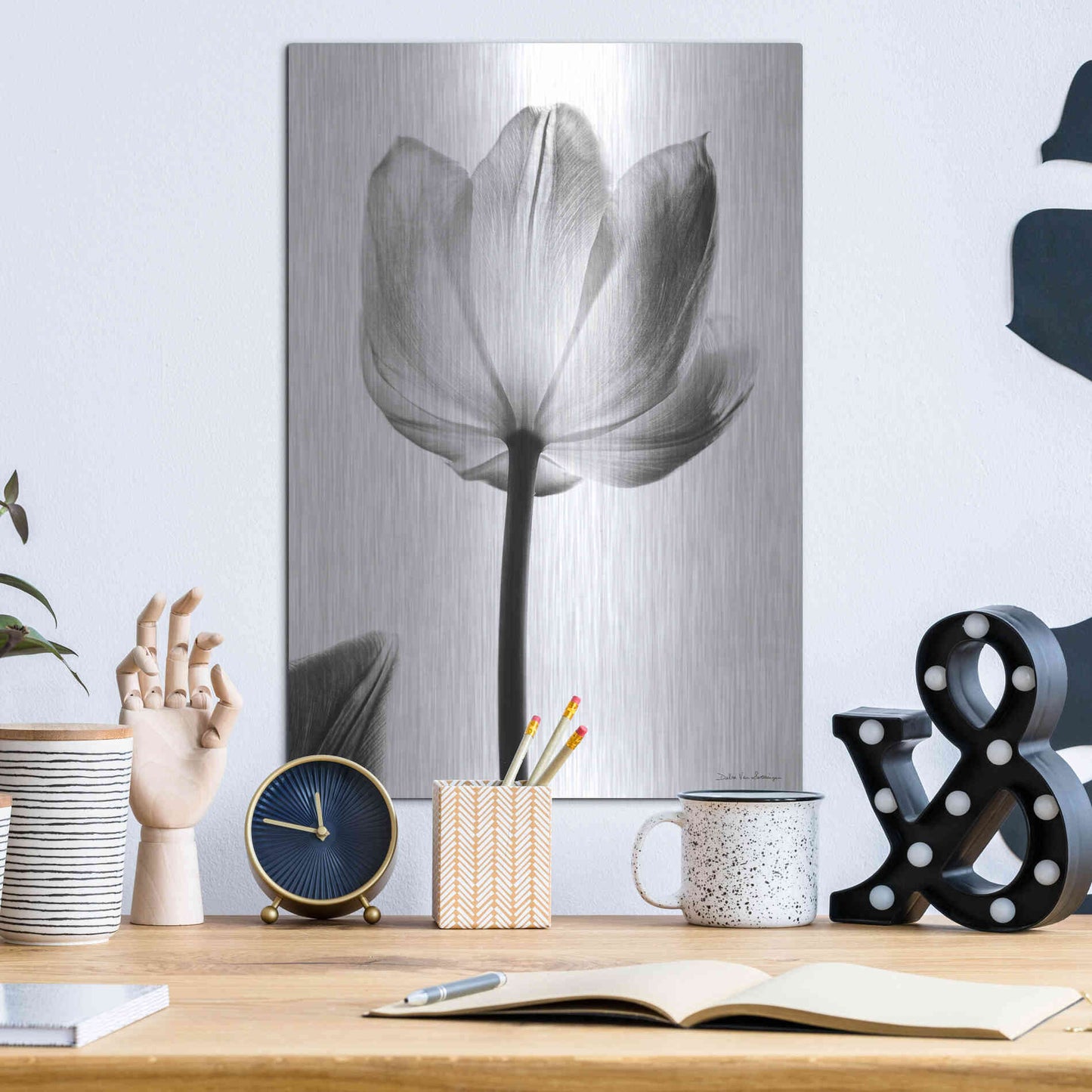 Luxe Metal Art 'Translucent Tulips I' by Debra Van Swearingen, Metal Wall Art,12x16
