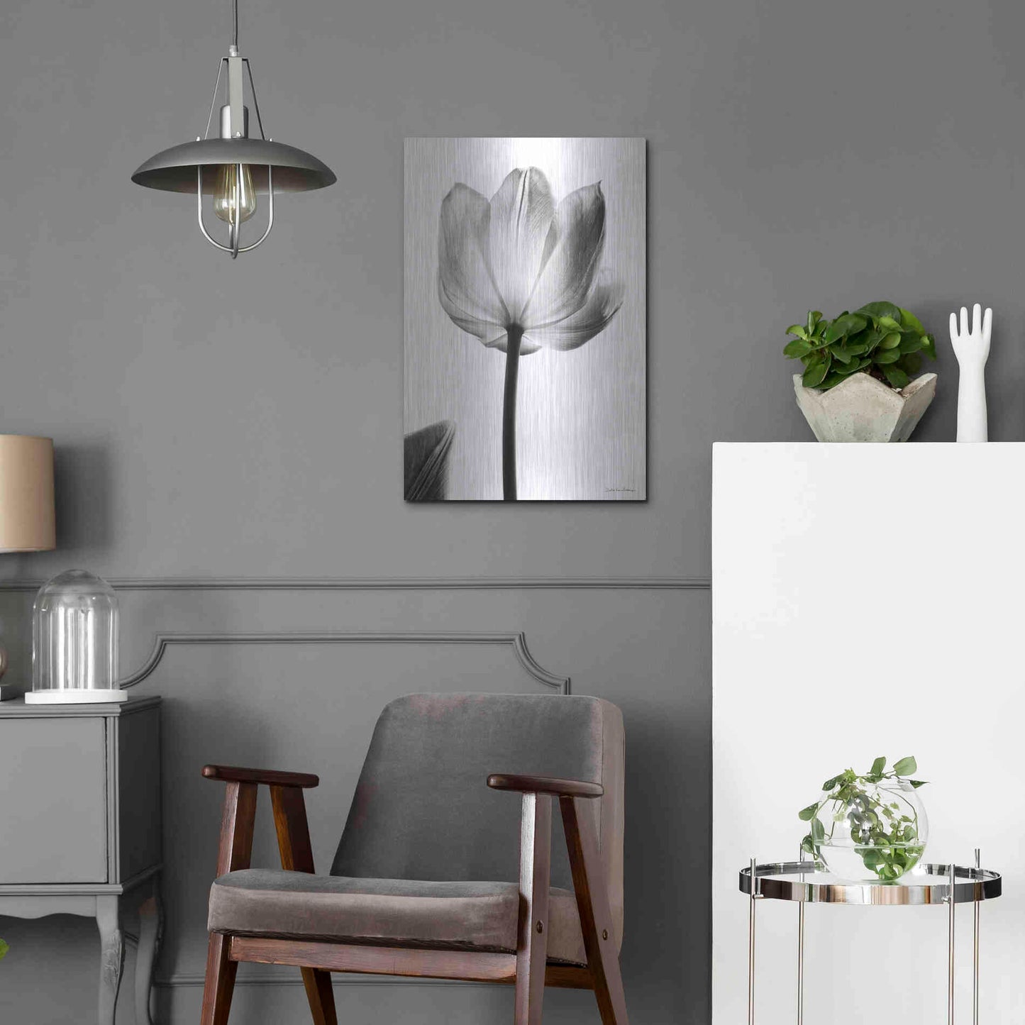 Luxe Metal Art 'Translucent Tulips I' by Debra Van Swearingen, Metal Wall Art,16x24