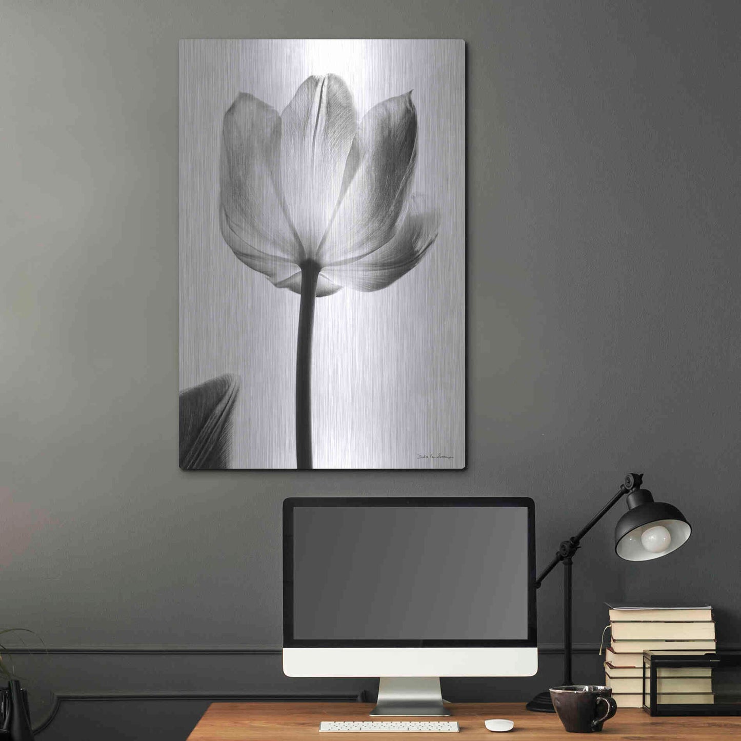 Luxe Metal Art 'Translucent Tulips I' by Debra Van Swearingen, Metal Wall Art,24x36
