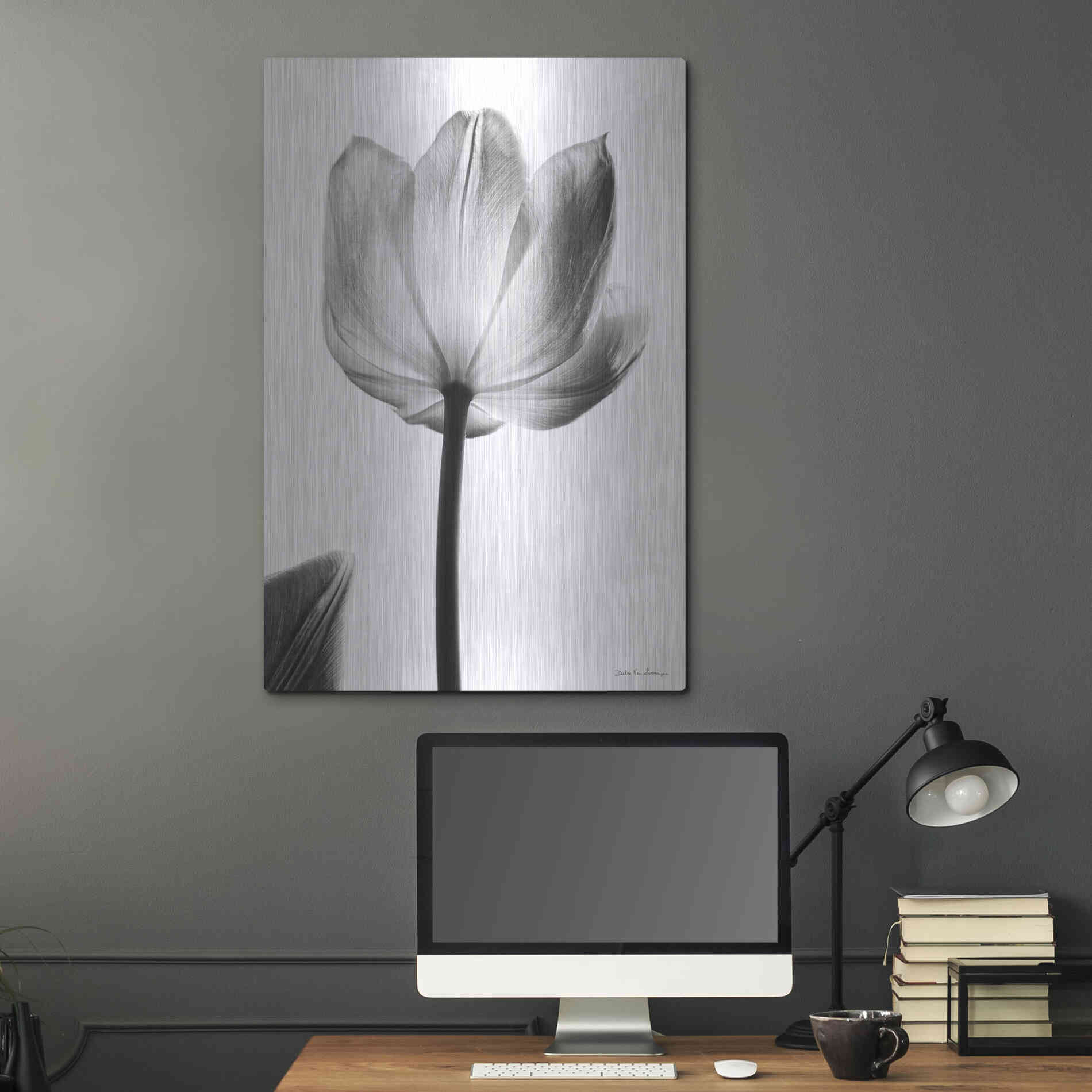 Luxe Metal Art 'Translucent Tulips I' by Debra Van Swearingen, Metal Wall Art,24x36