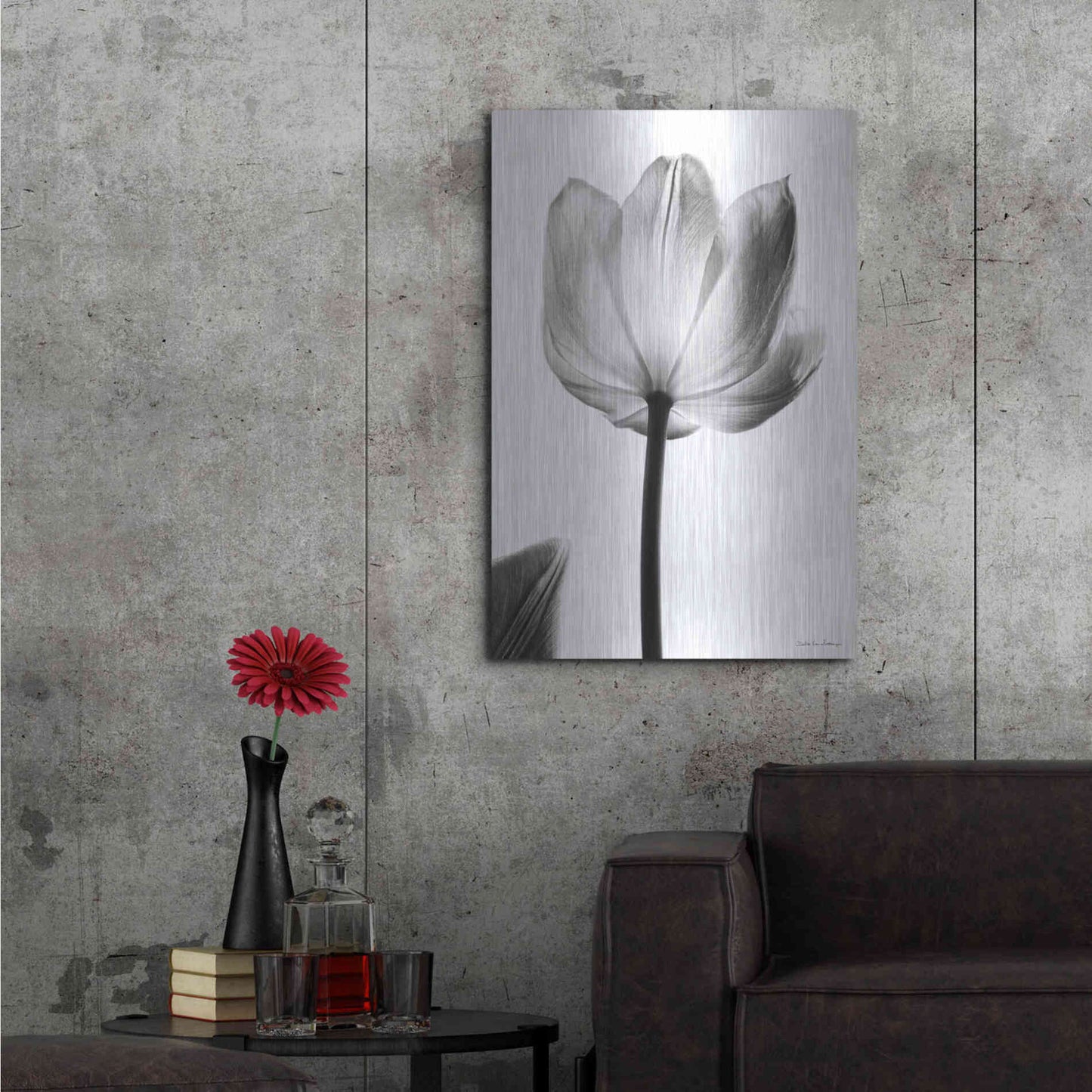 Luxe Metal Art 'Translucent Tulips I' by Debra Van Swearingen, Metal Wall Art,24x36