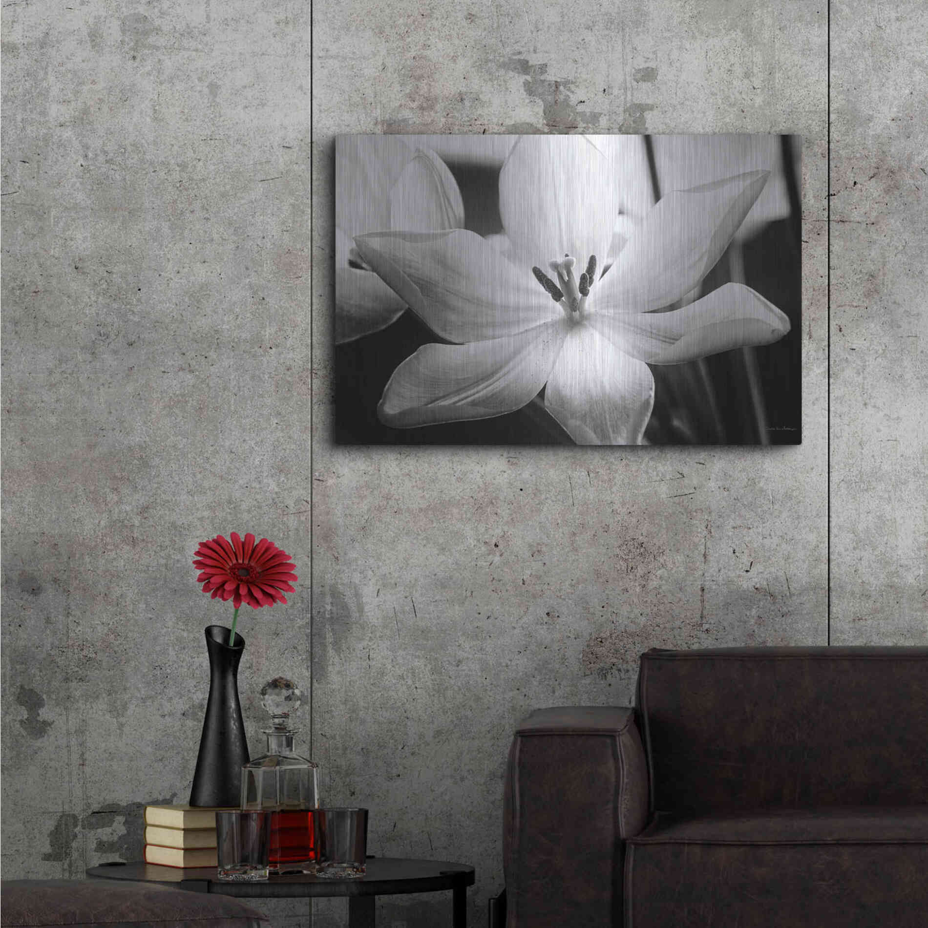 Luxe Metal Art 'Translucent Tulips IV' by Debra Van Swearingen, Metal Wall Art,36x24