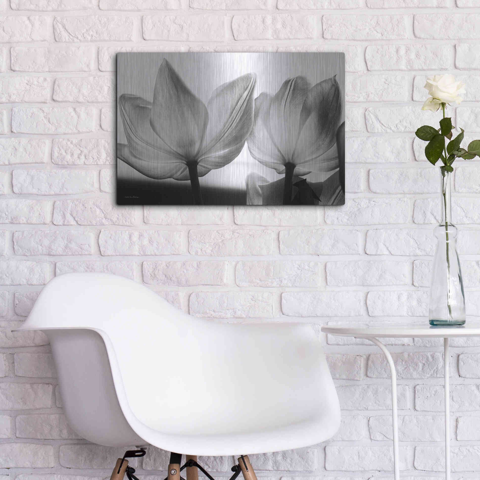 Luxe Metal Art 'Translucent Tulips V' by Debra Van Swearingen, Metal Wall Art,24x16