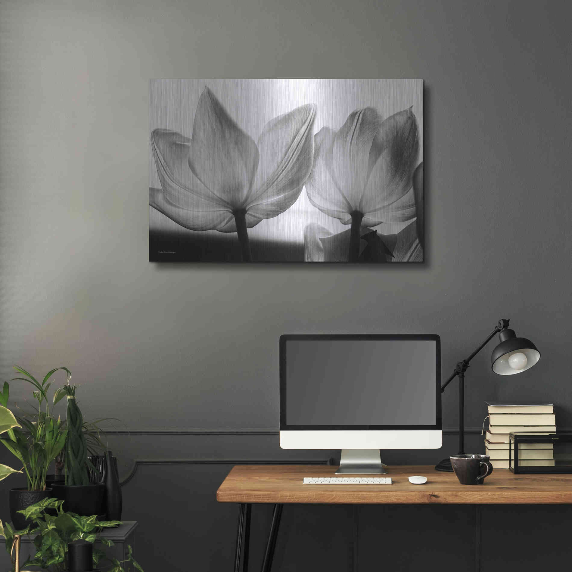 Luxe Metal Art 'Translucent Tulips V' by Debra Van Swearingen, Metal Wall Art,36x24