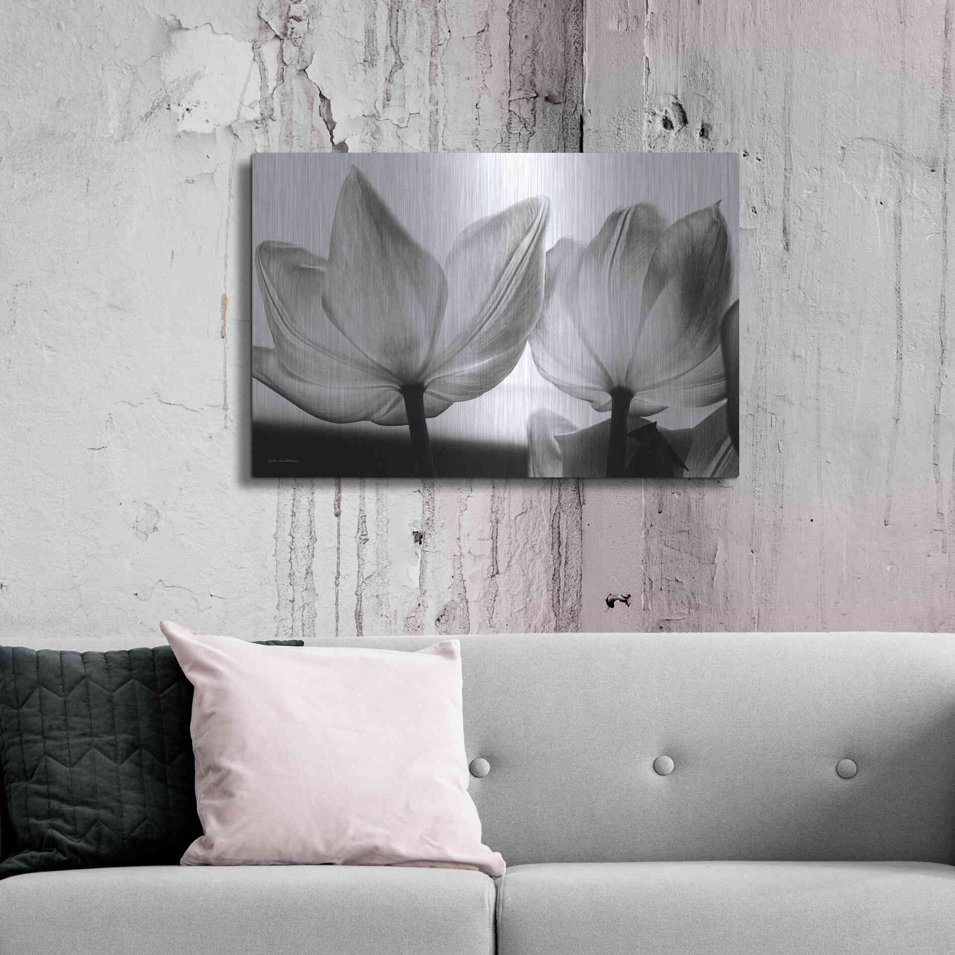 Luxe Metal Art 'Translucent Tulips V' by Debra Van Swearingen, Metal Wall Art,36x24
