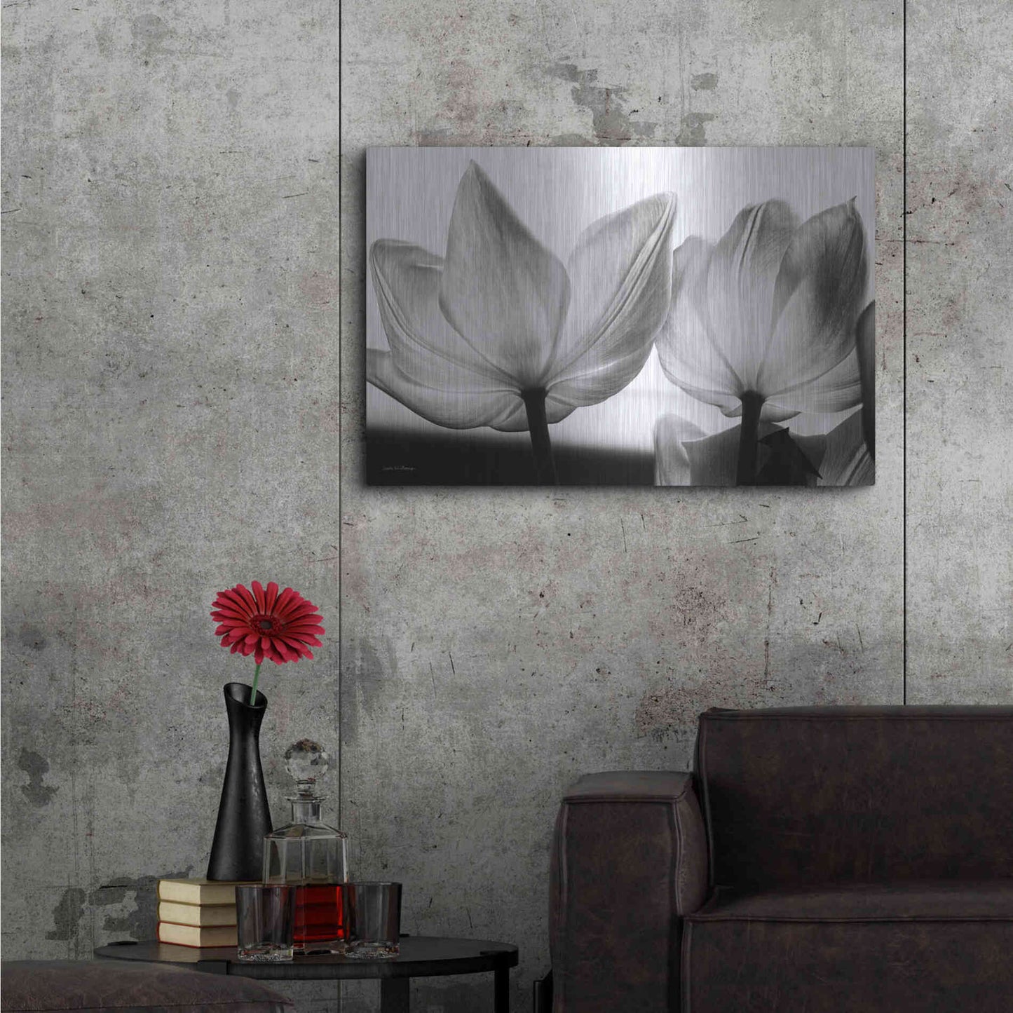 Luxe Metal Art 'Translucent Tulips V' by Debra Van Swearingen, Metal Wall Art,36x24