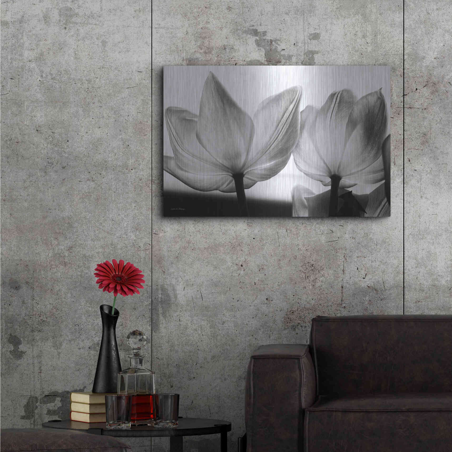 Luxe Metal Art 'Translucent Tulips V' by Debra Van Swearingen, Metal Wall Art,36x24
