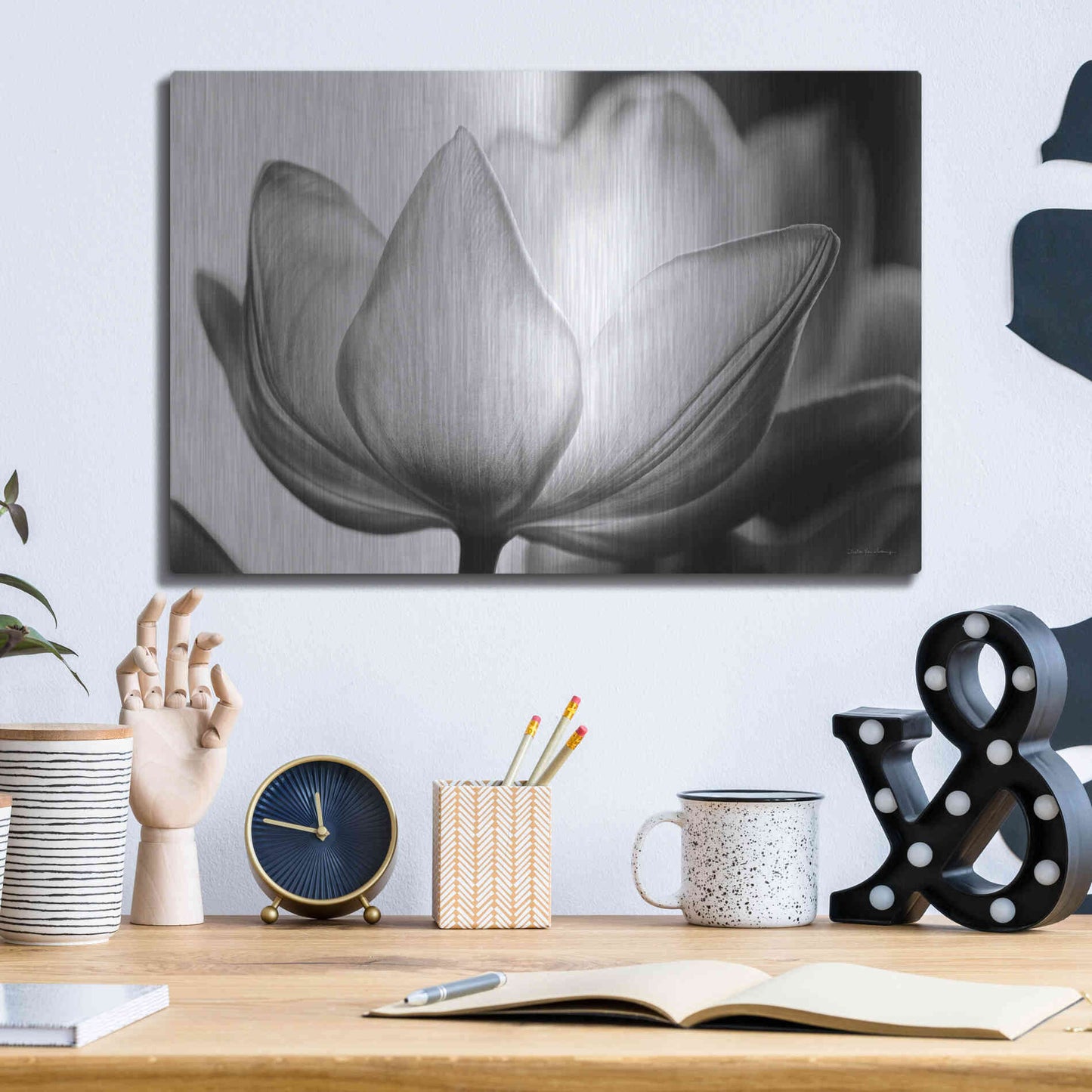 Luxe Metal Art 'Translucent Tulips VI' by Debra Van Swearingen, Metal Wall Art,16x12