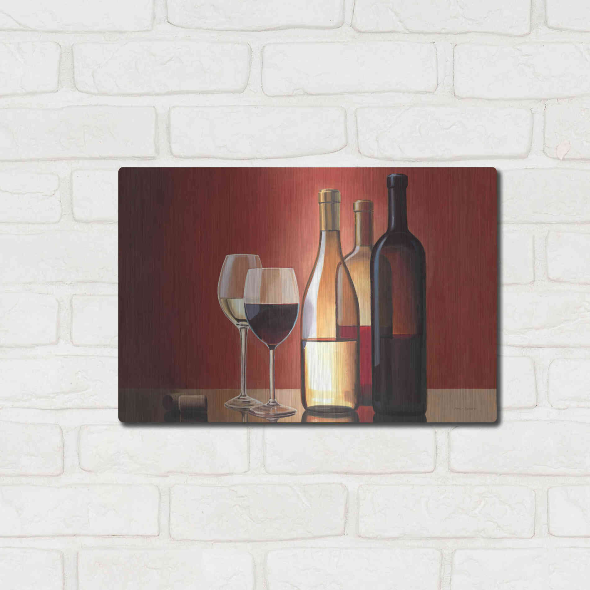 Luxe Metal Art 'Wine Trio' by Marco Fabiano, Metal Wall Art,16x12