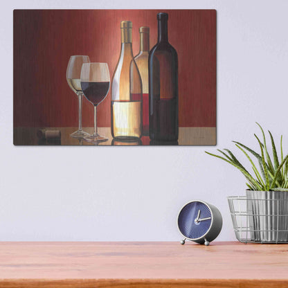 Luxe Metal Art 'Wine Trio' by Marco Fabiano, Metal Wall Art,16x12