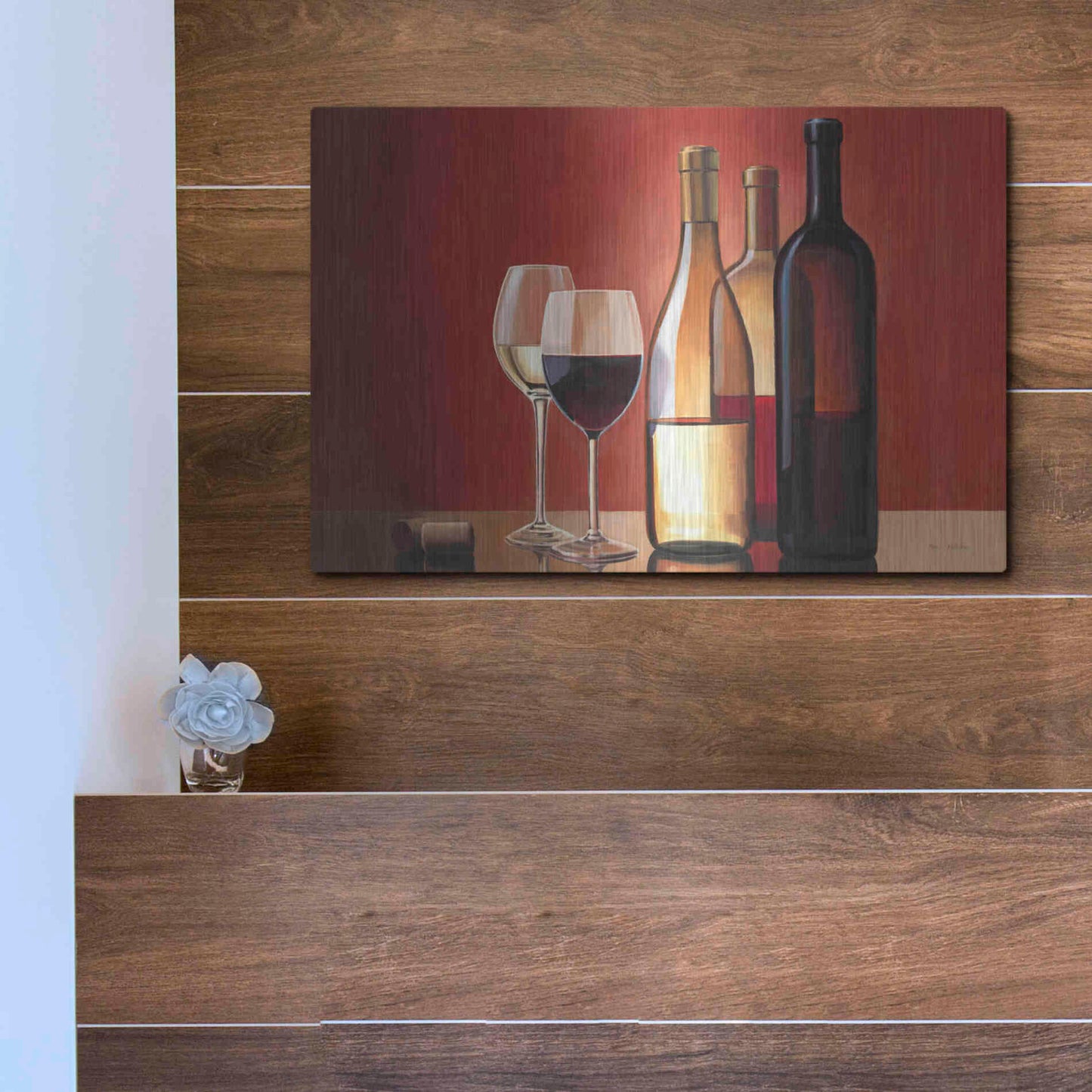 Luxe Metal Art 'Wine Trio' by Marco Fabiano, Metal Wall Art,16x12