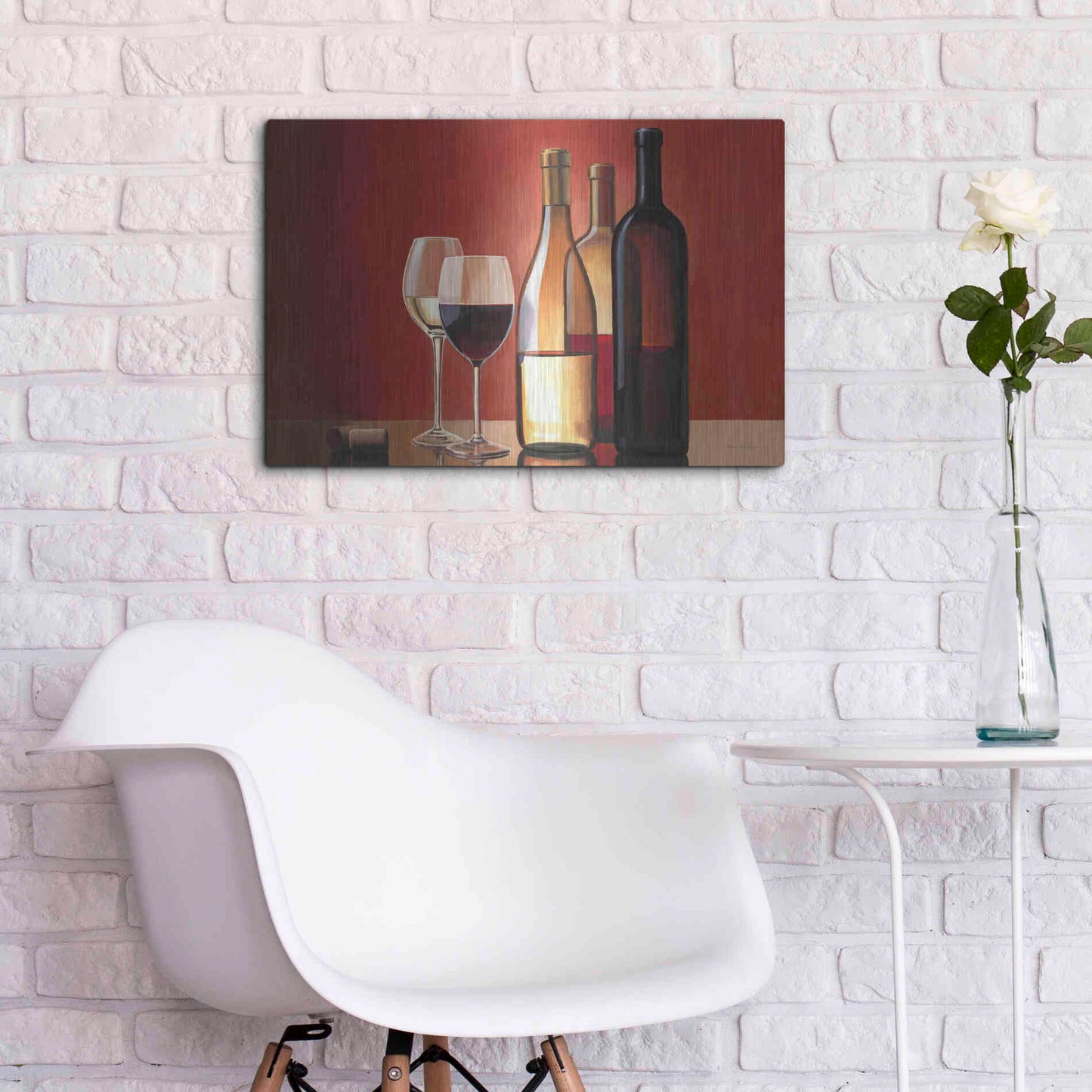 Luxe Metal Art 'Wine Trio' by Marco Fabiano, Metal Wall Art,24x16