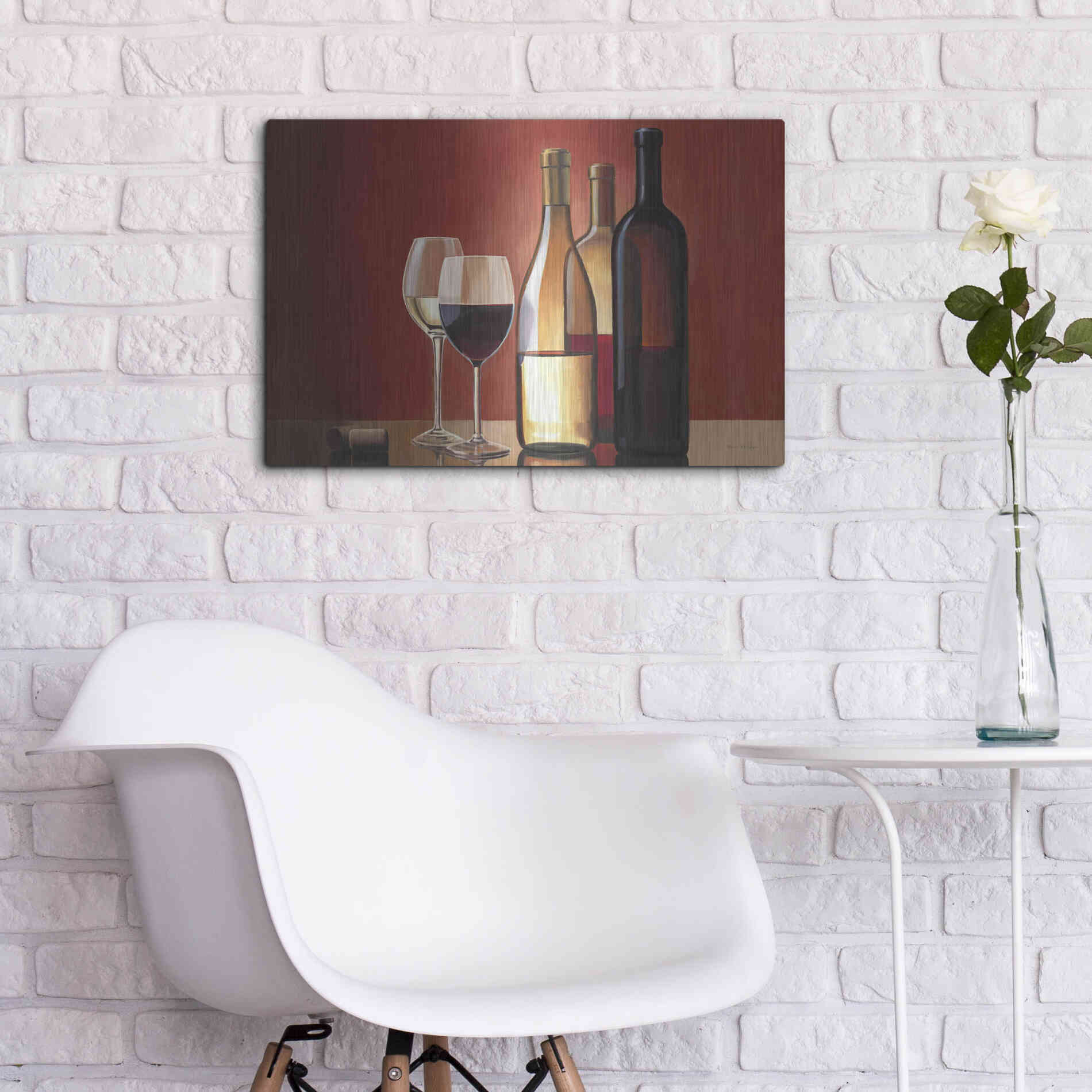 Luxe Metal Art 'Wine Trio' by Marco Fabiano, Metal Wall Art,24x16