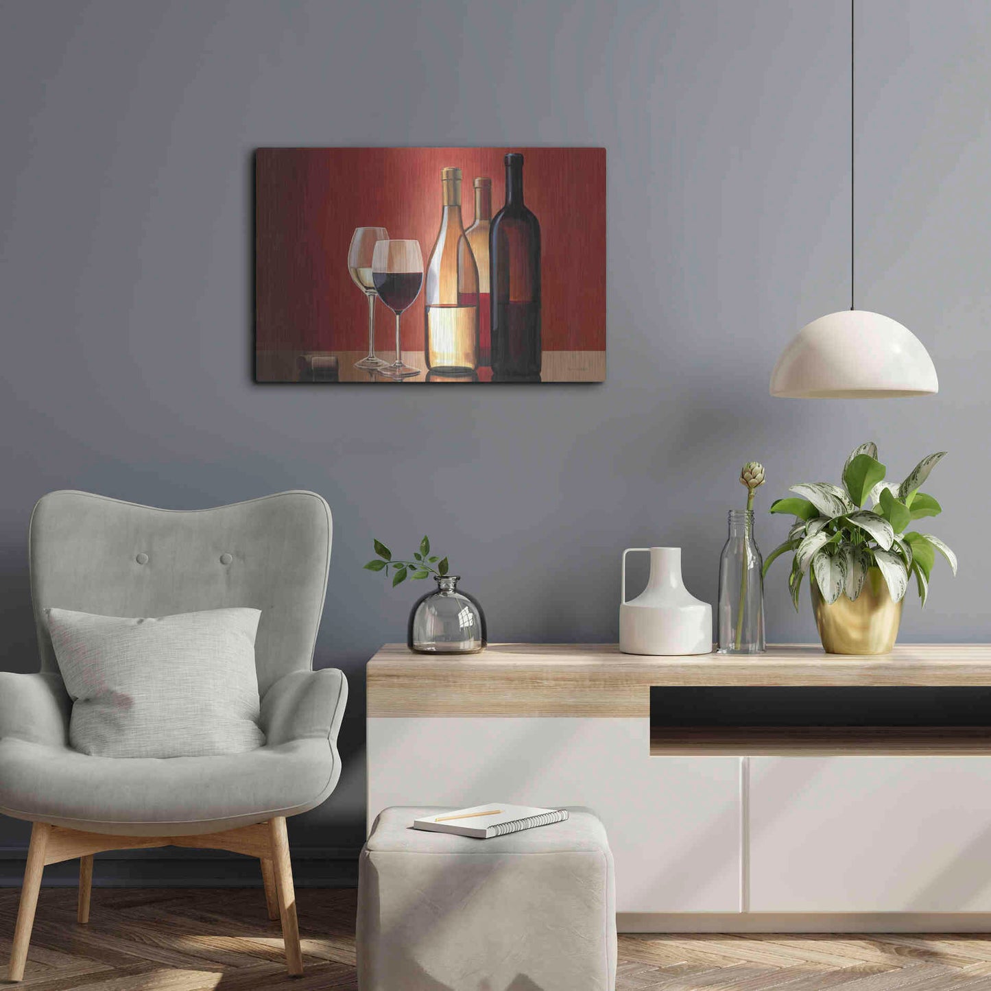 Luxe Metal Art 'Wine Trio' by Marco Fabiano, Metal Wall Art,24x16