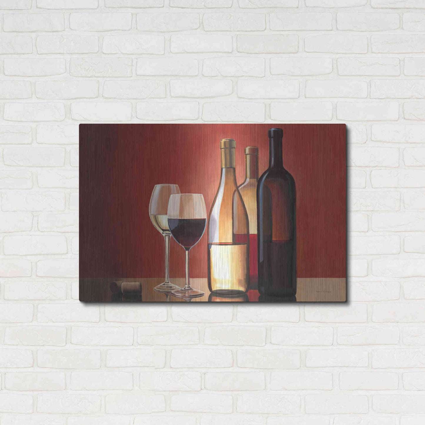 Luxe Metal Art 'Wine Trio' by Marco Fabiano, Metal Wall Art,36x24