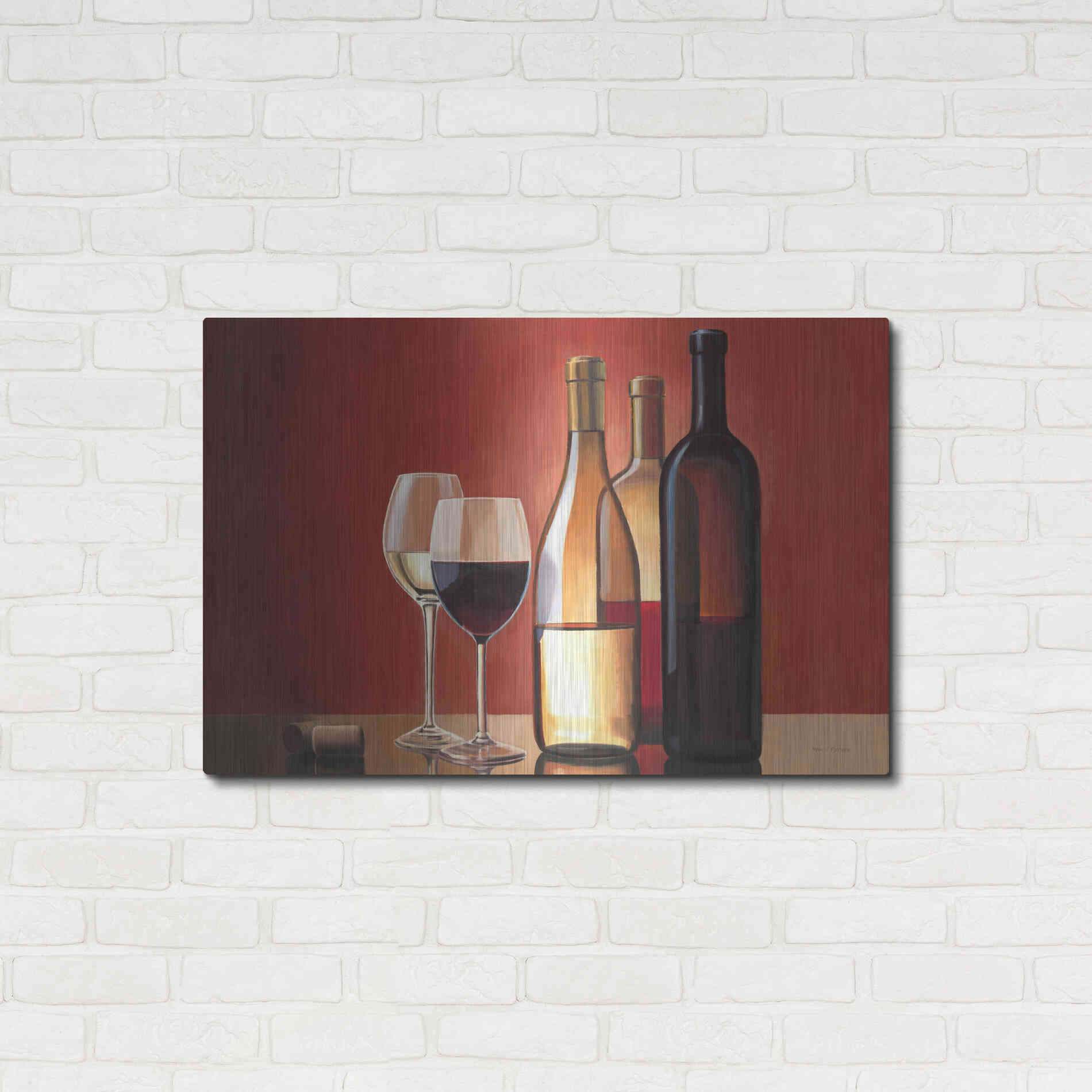 Luxe Metal Art 'Wine Trio' by Marco Fabiano, Metal Wall Art,36x24