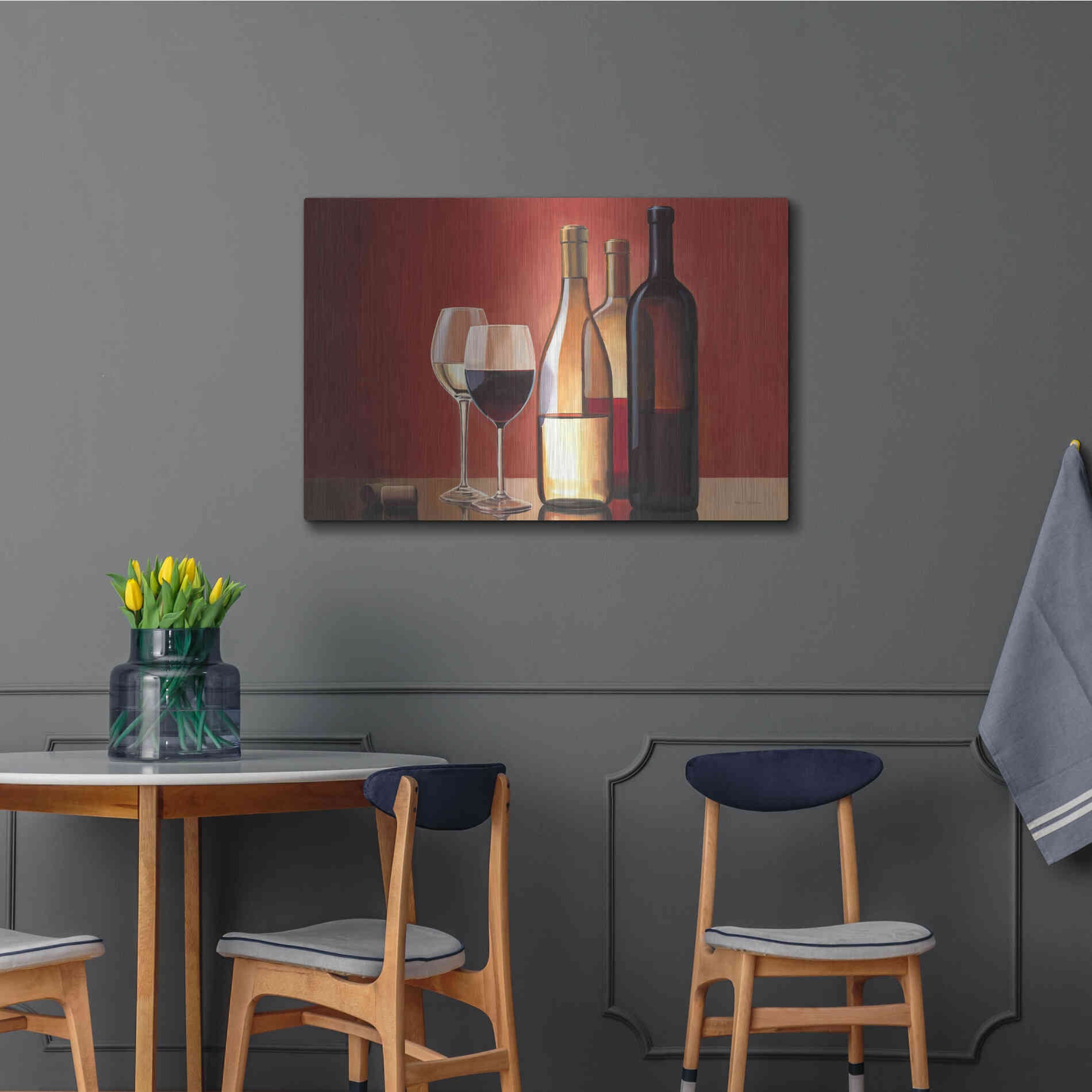 Luxe Metal Art 'Wine Trio' by Marco Fabiano, Metal Wall Art,36x24