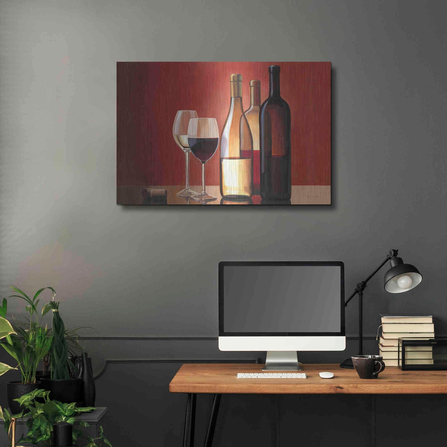 Luxe Metal Art 'Wine Trio' by Marco Fabiano, Metal Wall Art,36x24