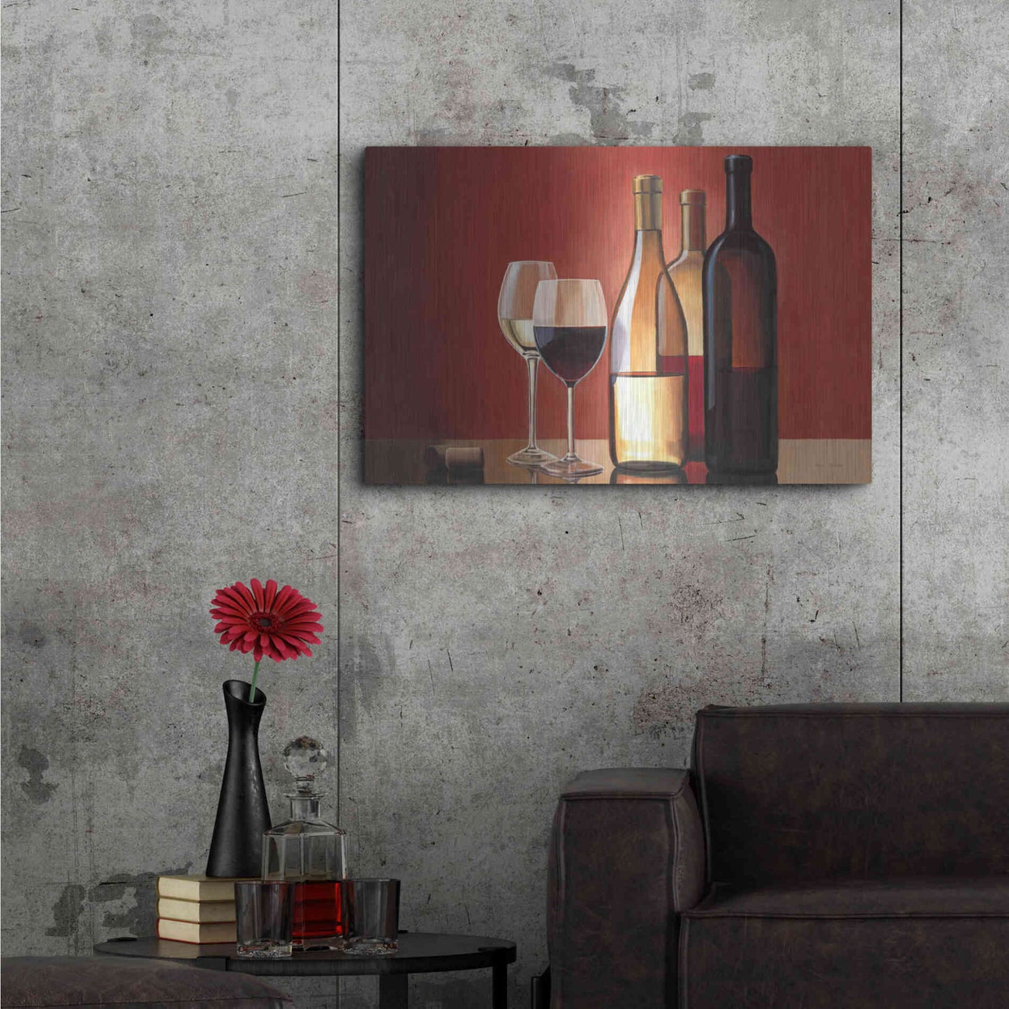 Luxe Metal Art 'Wine Trio' by Marco Fabiano, Metal Wall Art,36x24