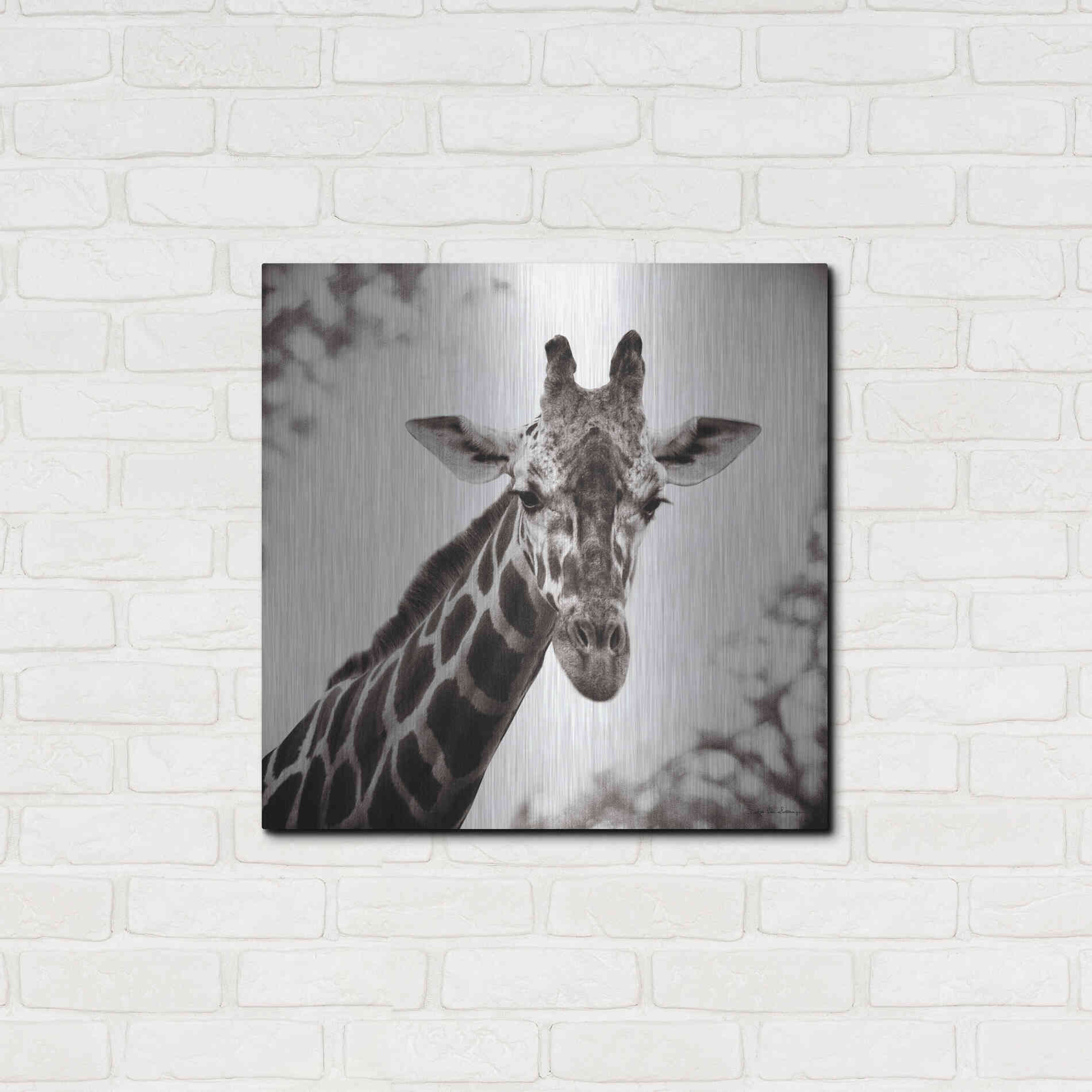 Luxe Metal Art 'Giraffe I' by Debra Van Swearingen, Metal Wall Art,24x24