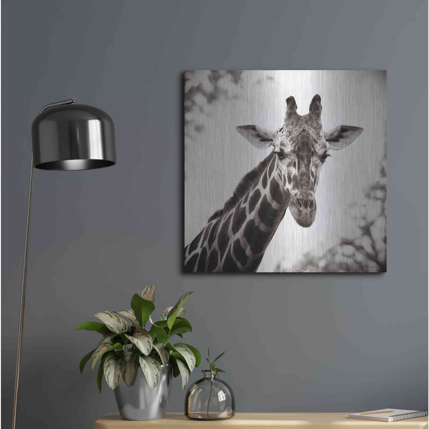 Luxe Metal Art 'Giraffe I' by Debra Van Swearingen, Metal Wall Art,24x24