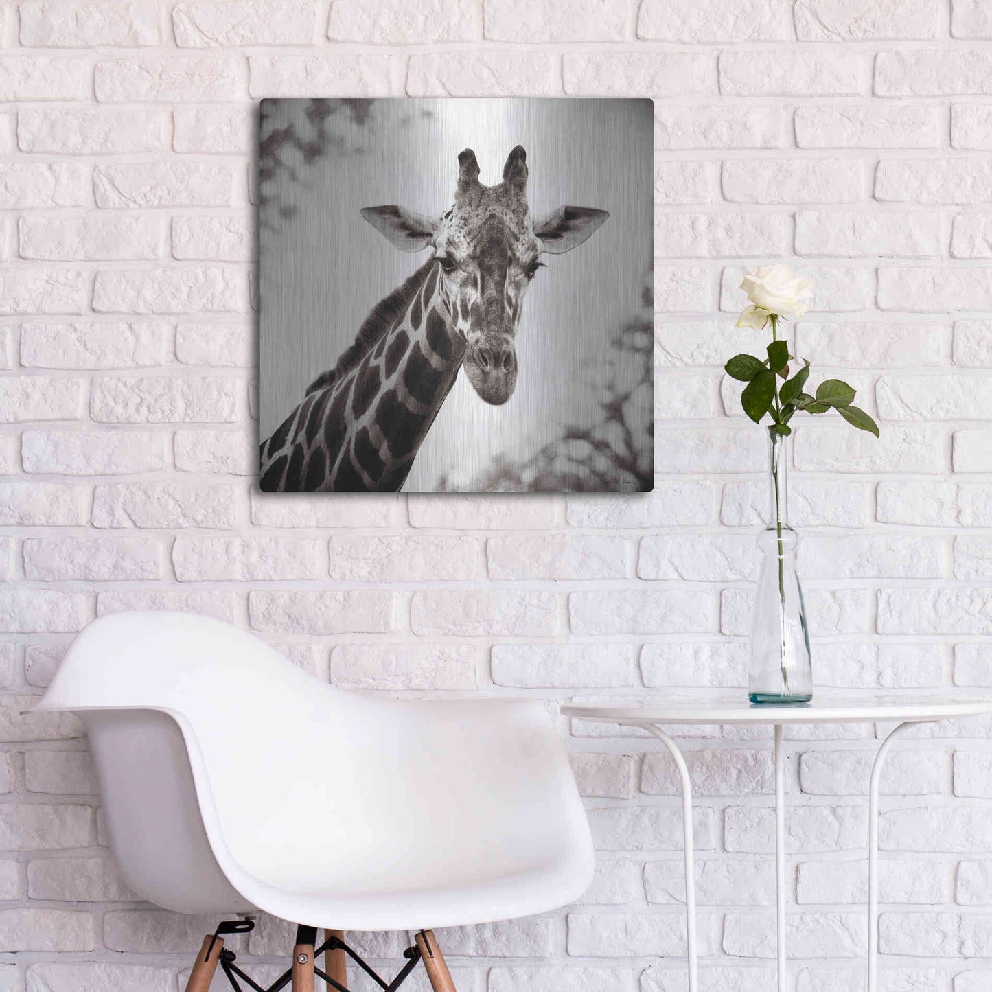 Luxe Metal Art 'Giraffe I' by Debra Van Swearingen, Metal Wall Art,24x24