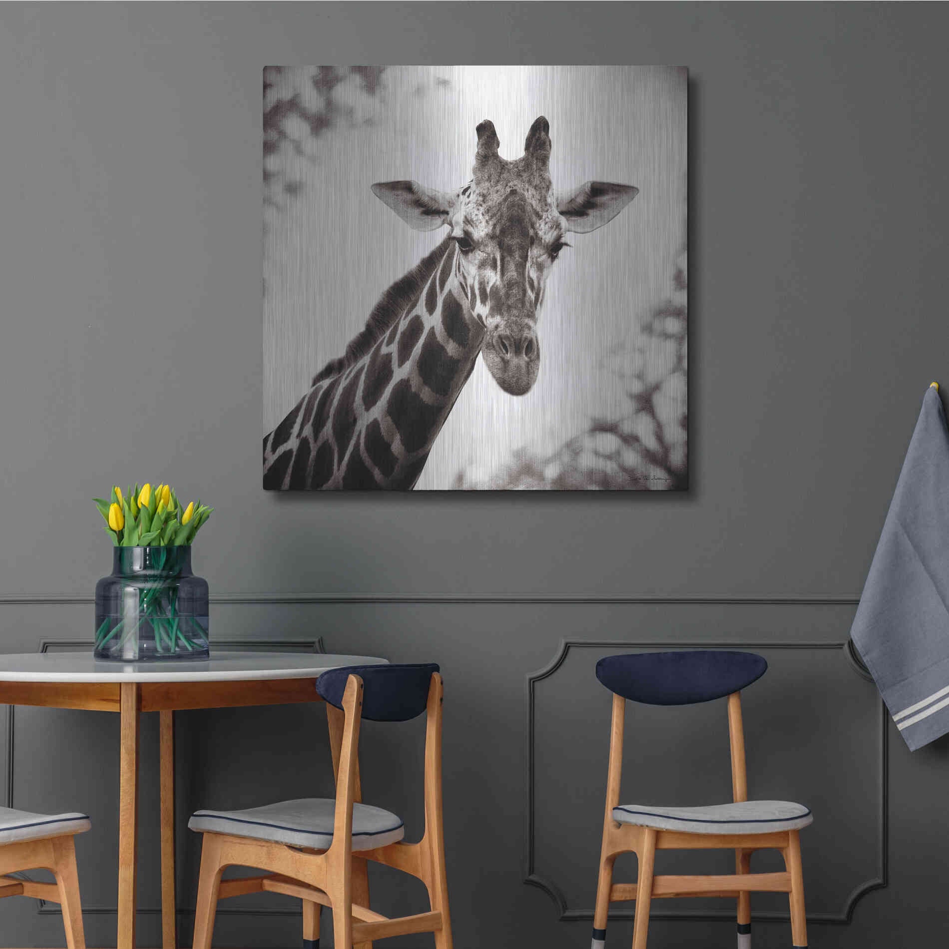 Luxe Metal Art 'Giraffe I' by Debra Van Swearingen, Metal Wall Art,36x36