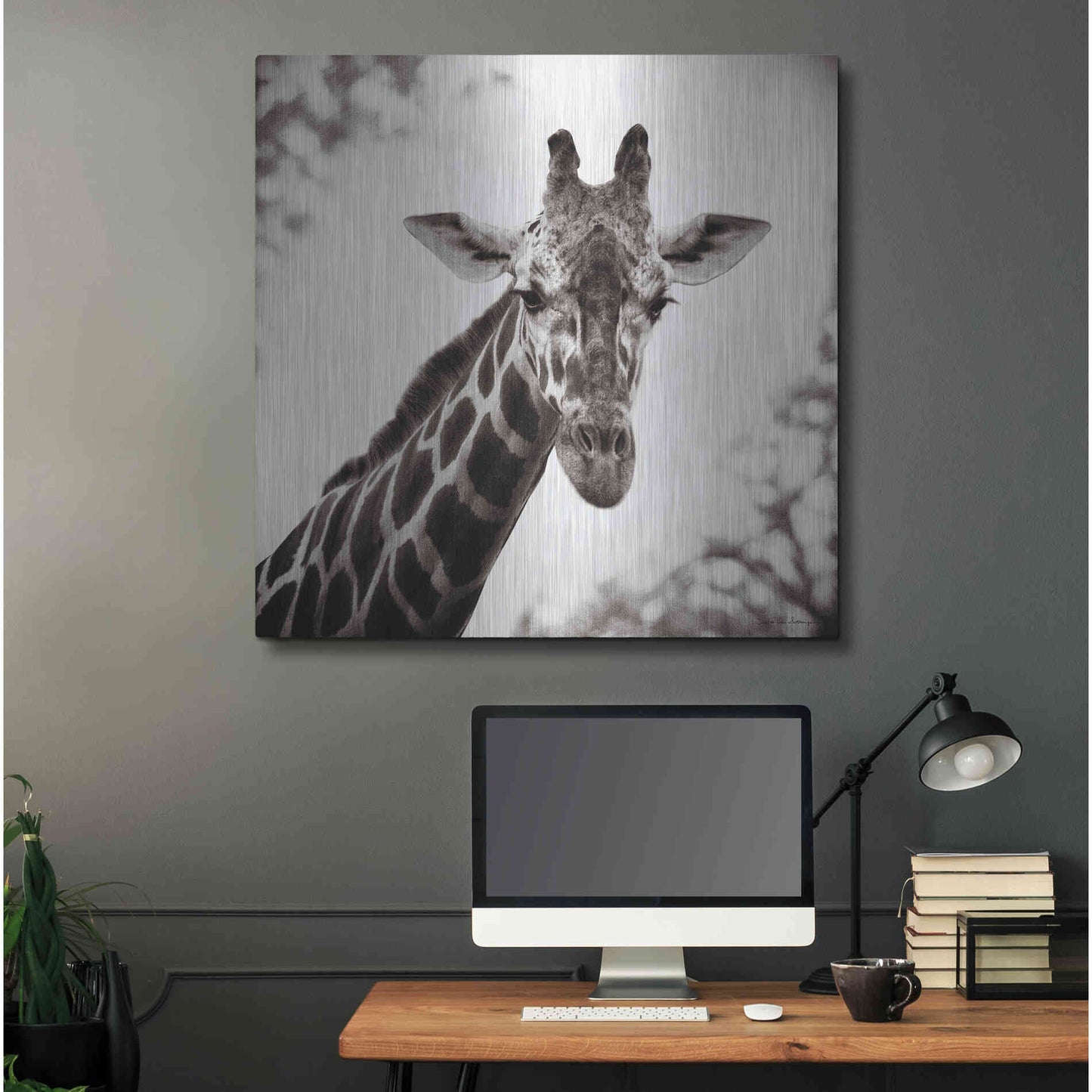 Luxe Metal Art 'Giraffe I' by Debra Van Swearingen, Metal Wall Art,36x36