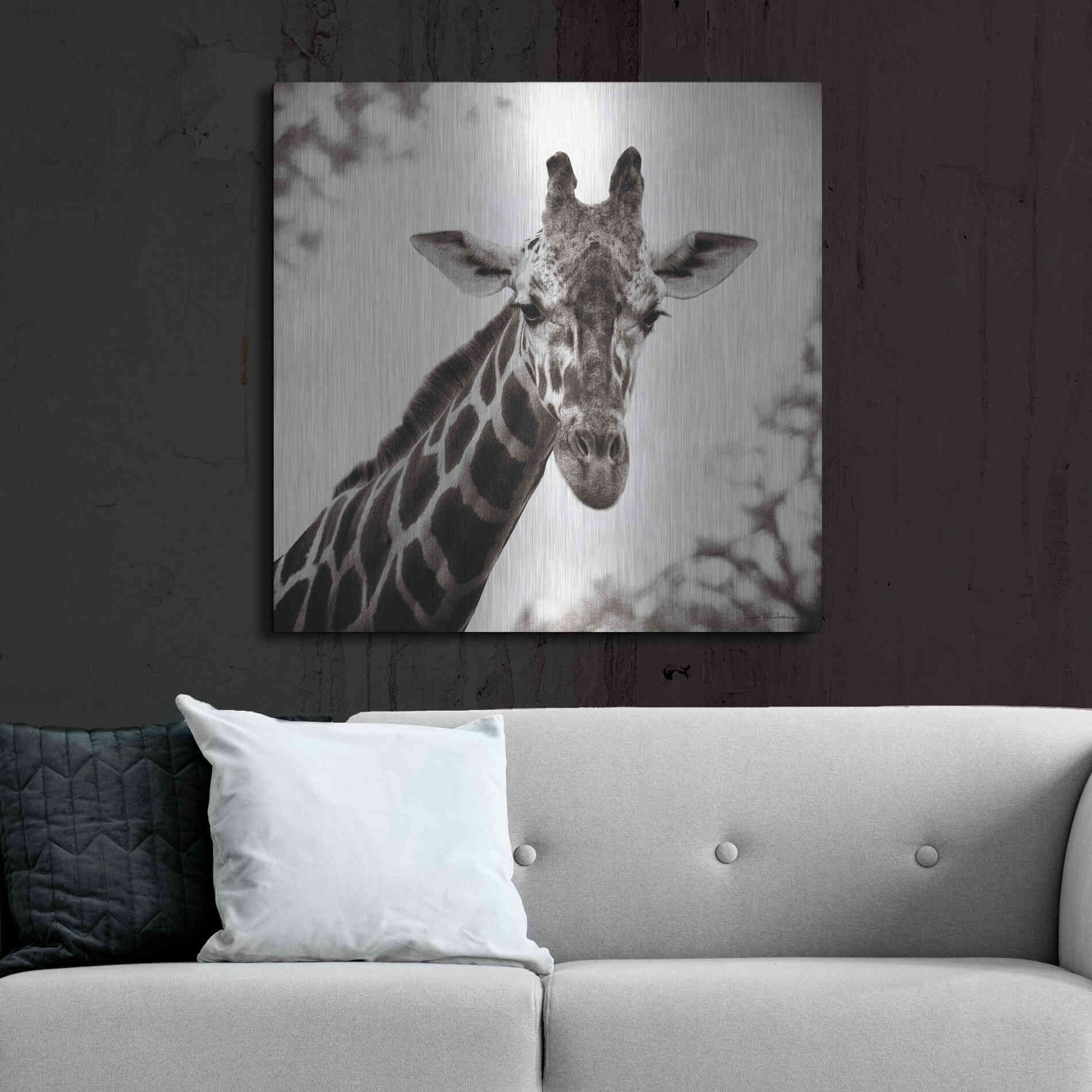 Luxe Metal Art 'Giraffe I' by Debra Van Swearingen, Metal Wall Art,36x36