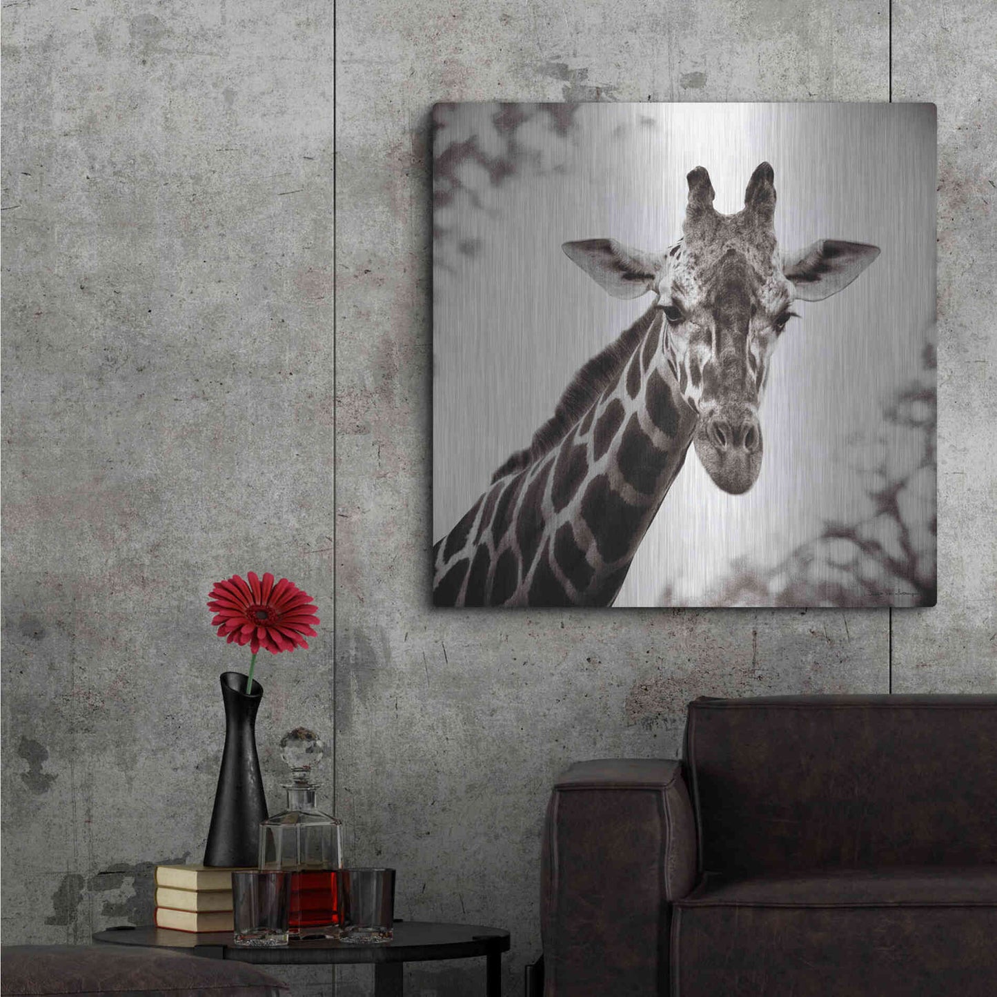 Luxe Metal Art 'Giraffe I' by Debra Van Swearingen, Metal Wall Art,36x36