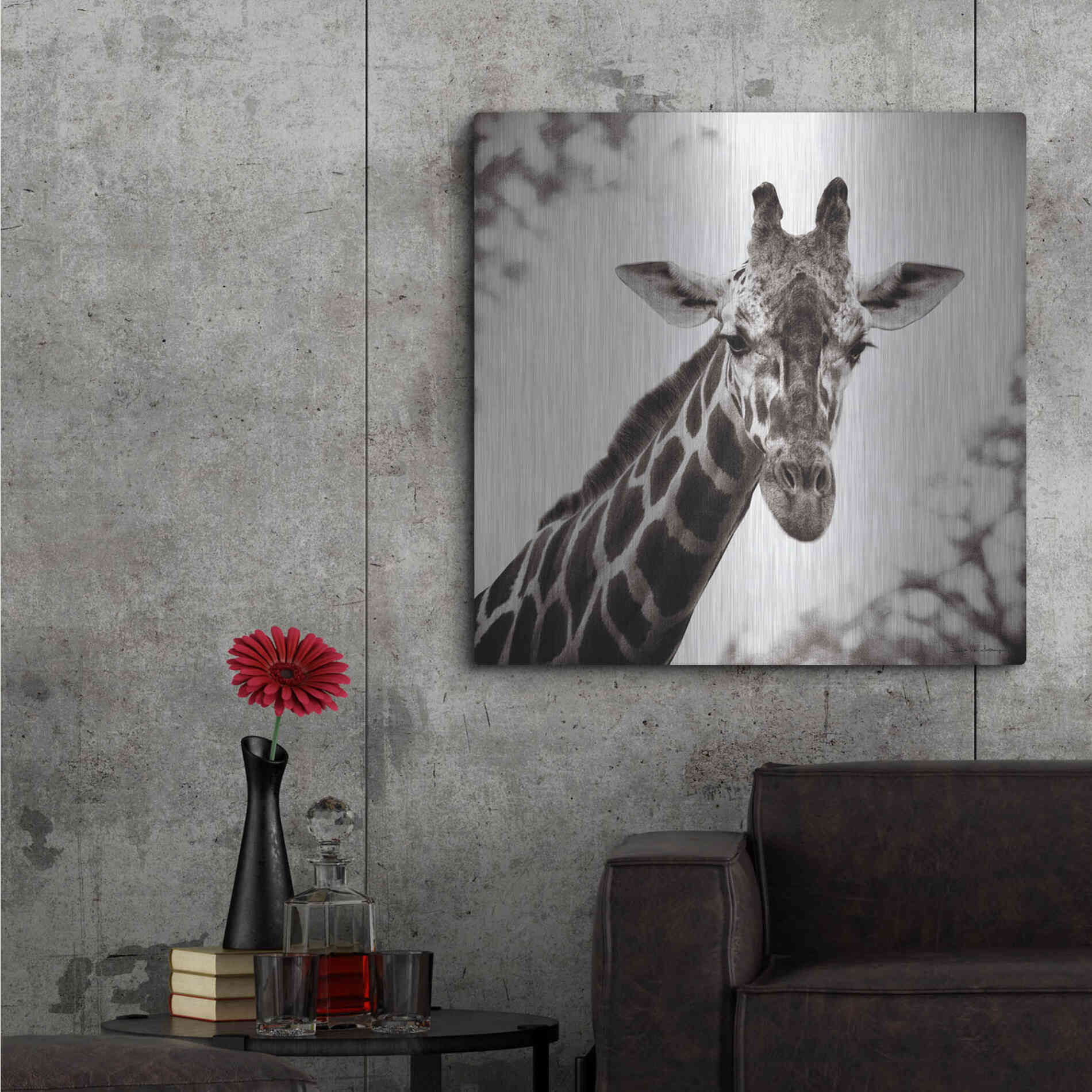 Luxe Metal Art 'Giraffe I' by Debra Van Swearingen, Metal Wall Art,36x36