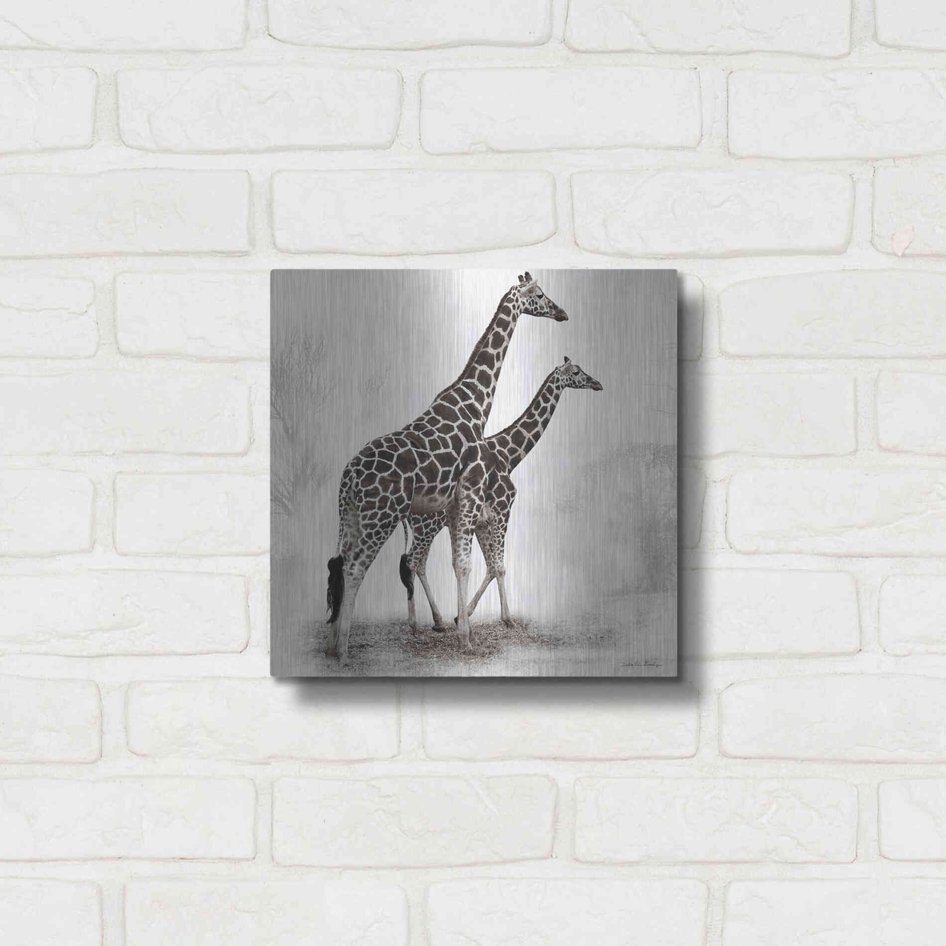 Luxe Metal Art 'Giraffe III' by Debra Van Swearingen, Metal Wall Art,12x12
