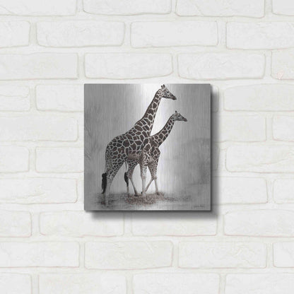 Luxe Metal Art 'Giraffe III' by Debra Van Swearingen, Metal Wall Art,12x12