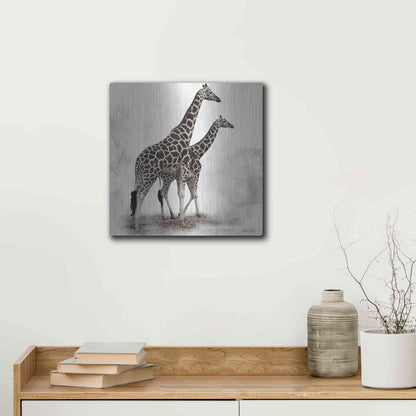 Luxe Metal Art 'Giraffe III' by Debra Van Swearingen, Metal Wall Art,12x12
