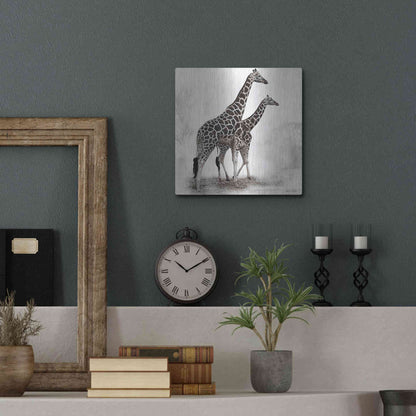Luxe Metal Art 'Giraffe III' by Debra Van Swearingen, Metal Wall Art,12x12