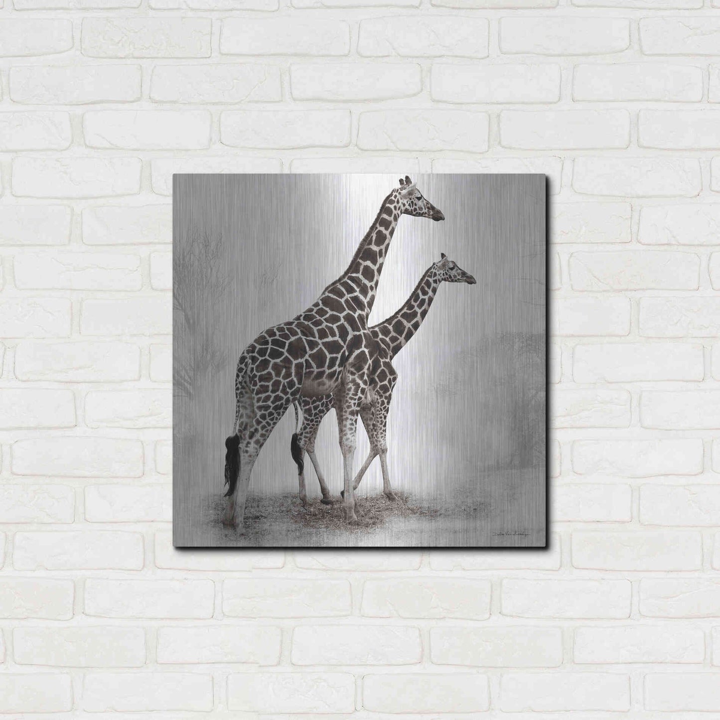 Luxe Metal Art 'Giraffe III' by Debra Van Swearingen, Metal Wall Art,24x24