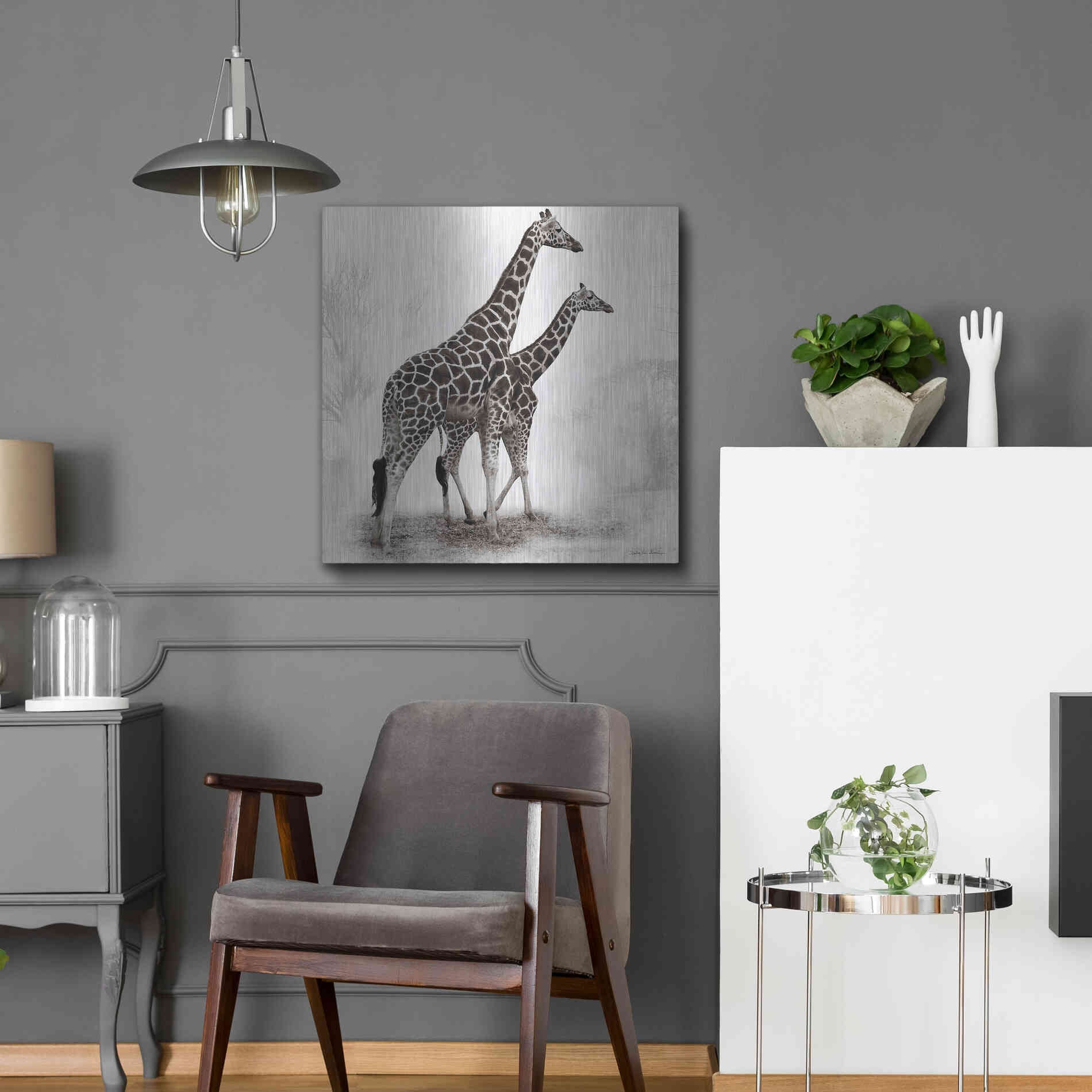 Luxe Metal Art 'Giraffe III' by Debra Van Swearingen, Metal Wall Art,24x24