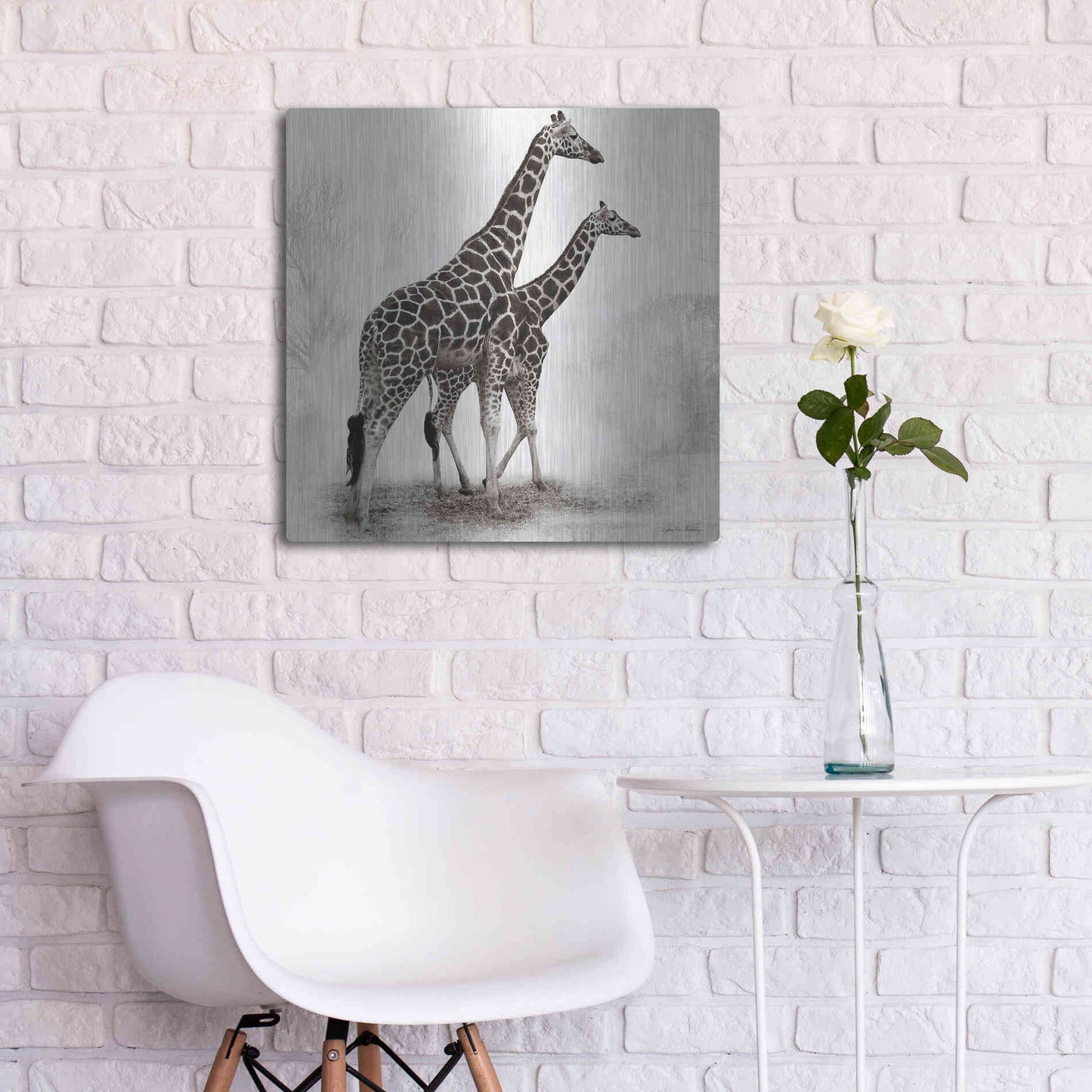 Luxe Metal Art 'Giraffe III' by Debra Van Swearingen, Metal Wall Art,24x24