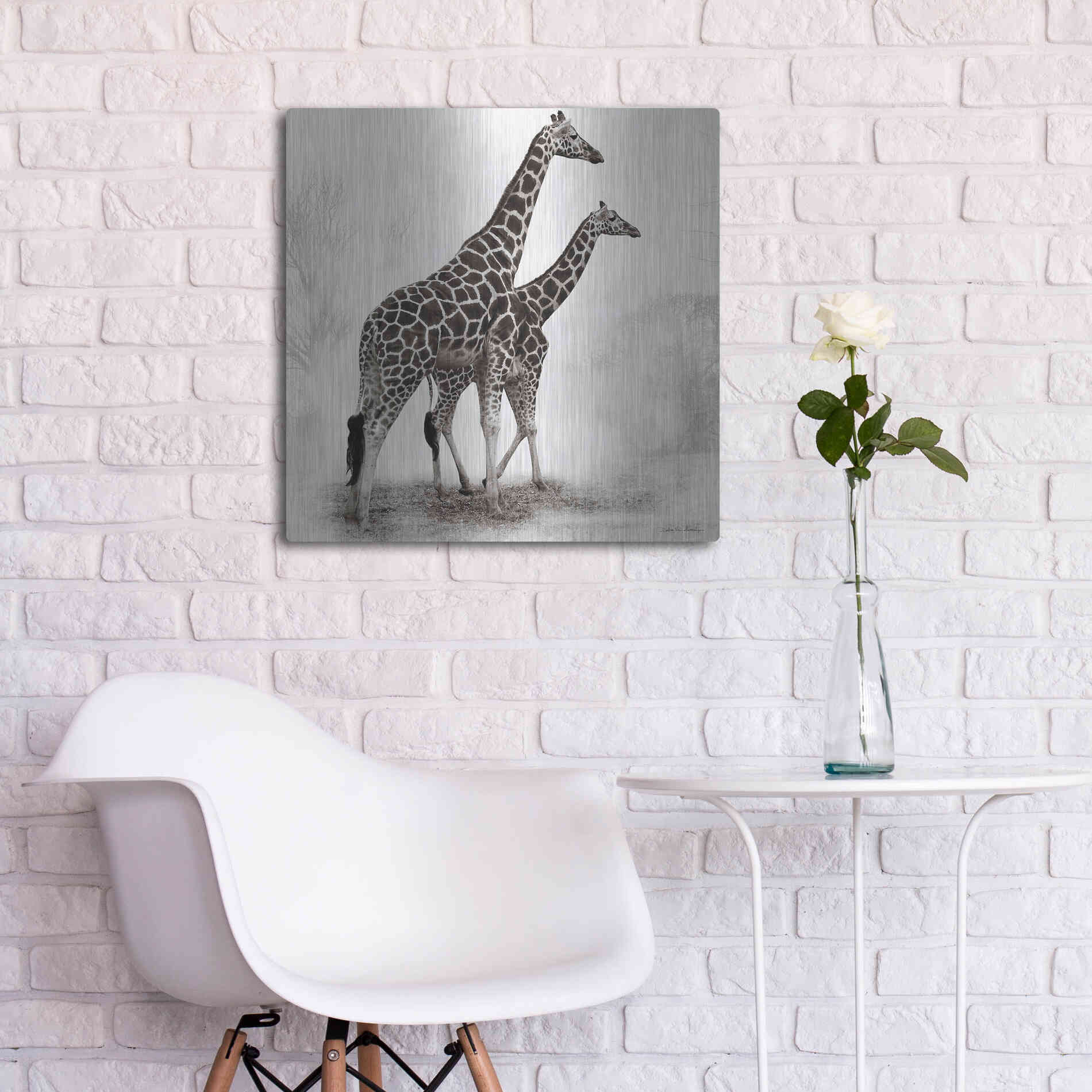 Luxe Metal Art 'Giraffe III' by Debra Van Swearingen, Metal Wall Art,24x24