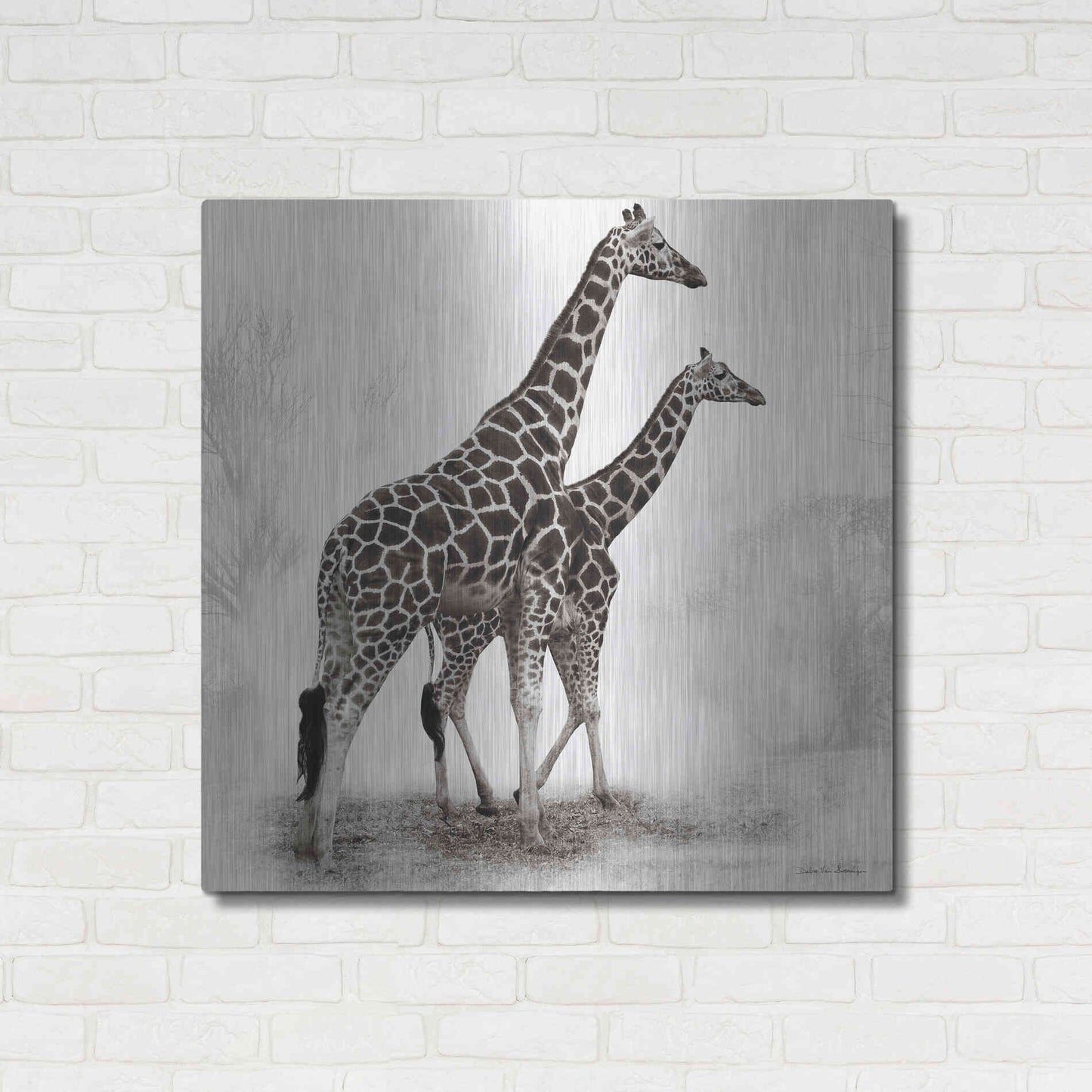 Luxe Metal Art 'Giraffe III' by Debra Van Swearingen, Metal Wall Art,36x36