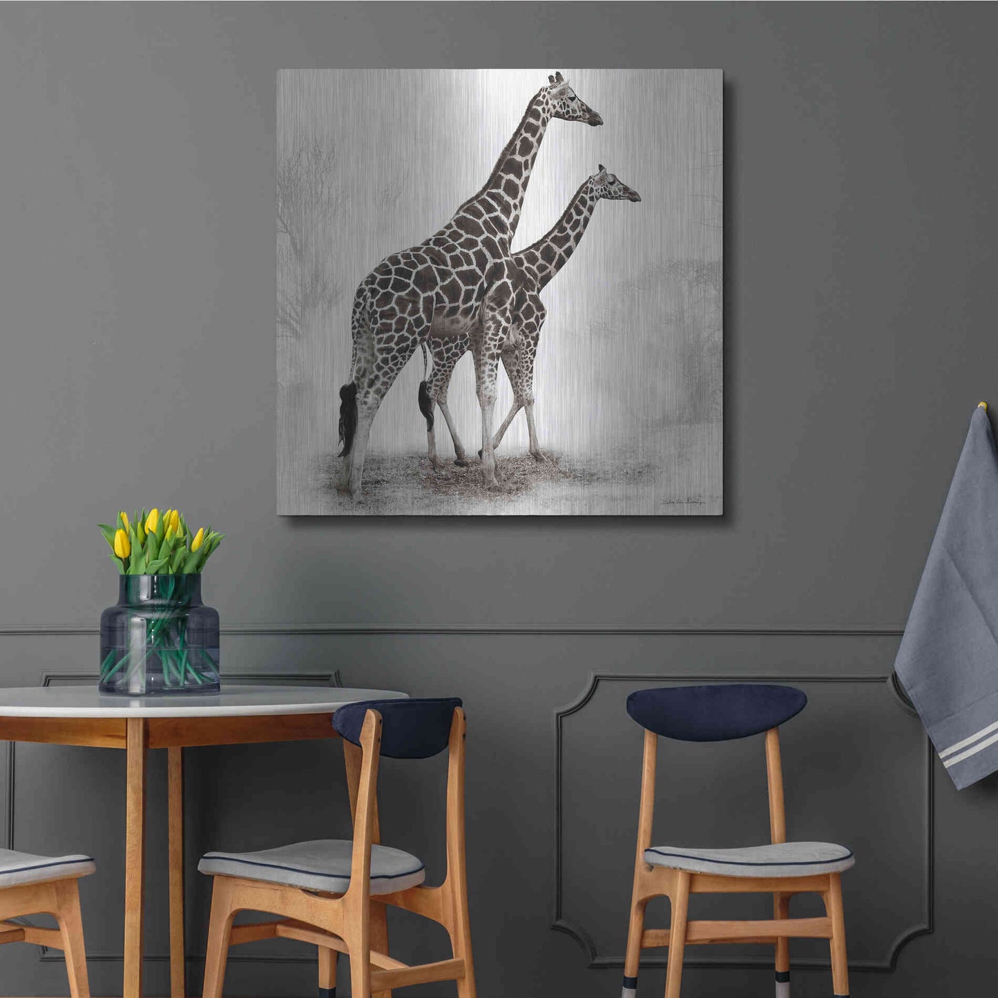 Luxe Metal Art 'Giraffe III' by Debra Van Swearingen, Metal Wall Art,36x36